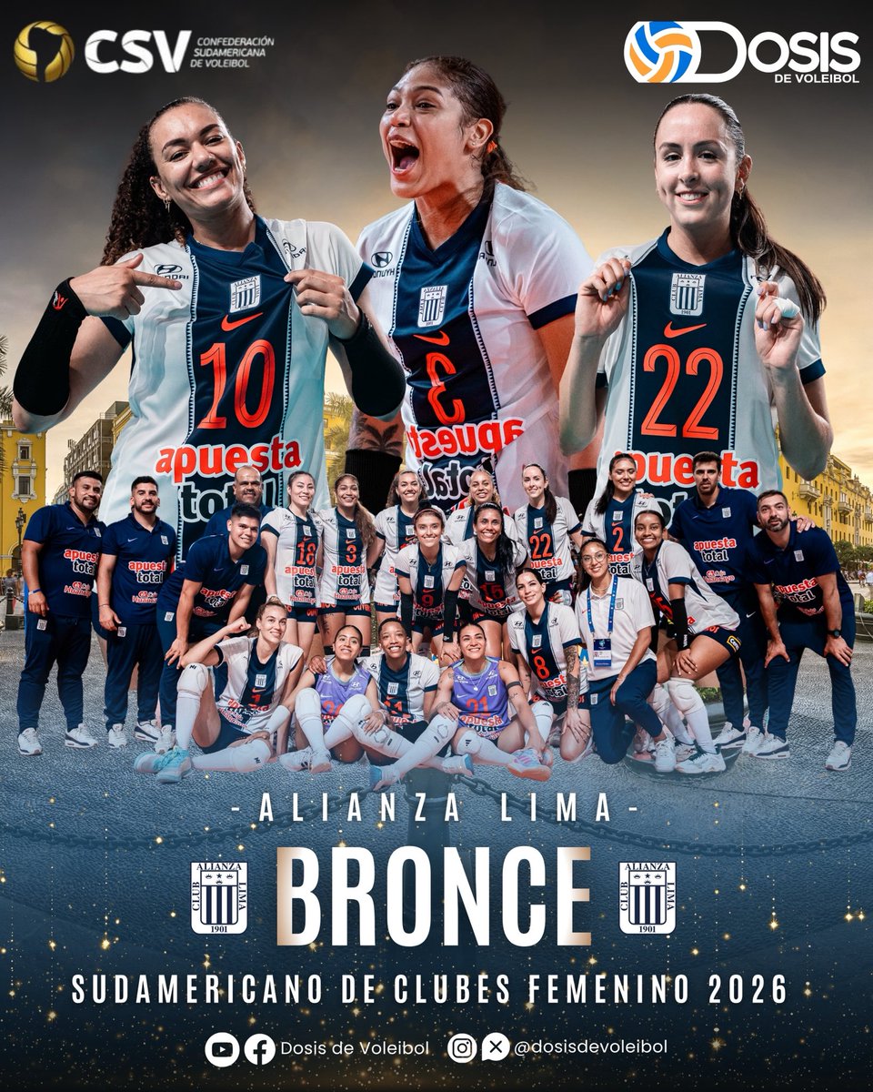 ¡𝘿𝙀 𝙑𝙐𝙀𝙇𝙏𝘼 𝘼𝙇 𝙋𝙊𝘿𝙄𝙊! 🥉🔵⚪

Alianza Lima vuelve a escribir su historia en el Sudamericano de Clubes y se cuelga la medalla de bronce en la edición 2026, en su quinta participación en el torneo.

📊 5 presencias continentales
🥉 1991
🥉 1992
🥈 1994
🥈 2025
🥉 2026