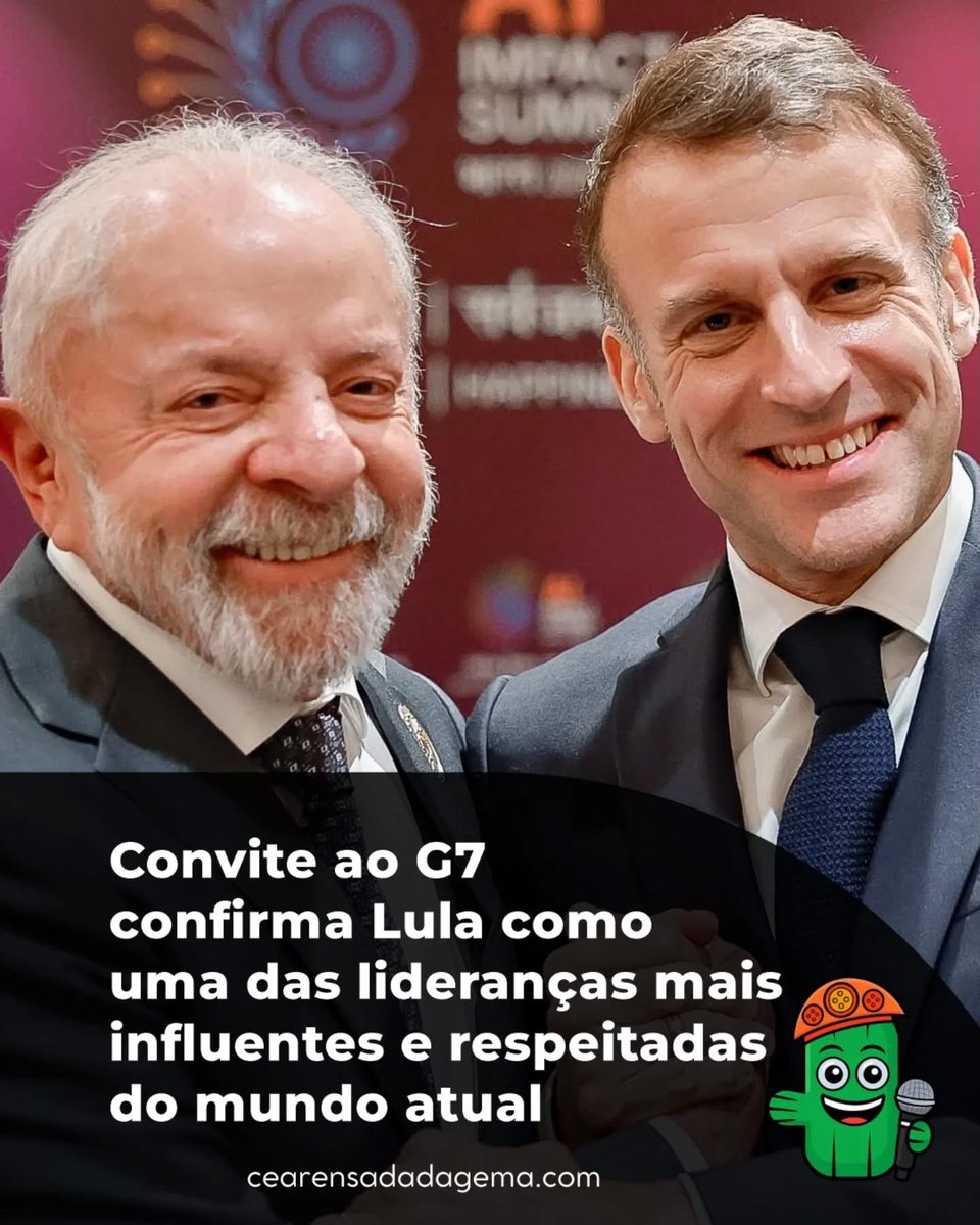 Por onde passa LULA é bem recebido e respeitado!
Foi convidado mais uma vez para participar do G7, fórum político e econômico que reúne as sete nações mais industrializadas e democráticas do mundo.
LULA ESTADISTA MUNDIAL
LULA REELEITO
