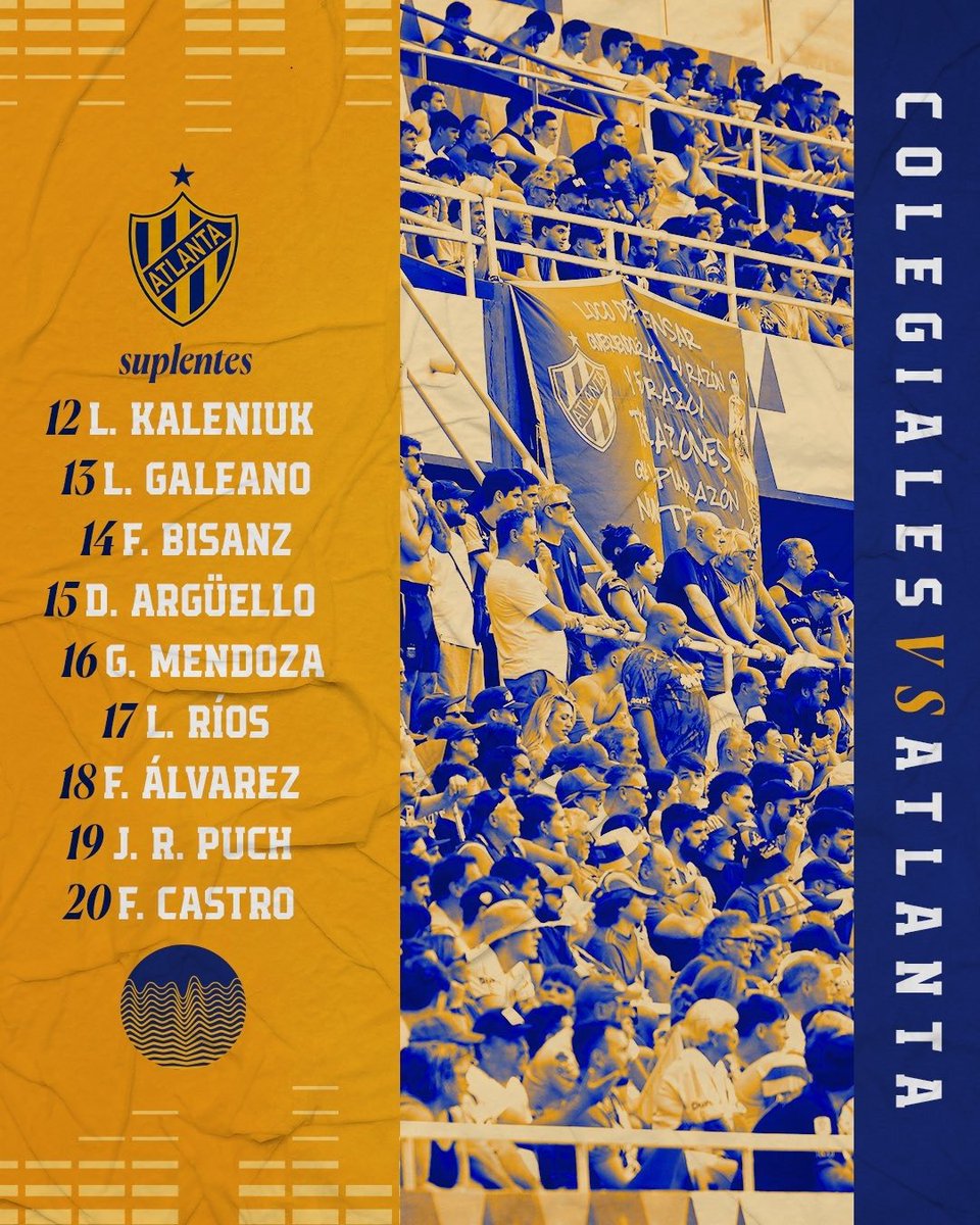 #Atlanta   

Alineación confirmada de <a href="/atlantaoficial/">Club Atlético Atlanta</a>  para disputar el partido frente a <a href="/Colegiales1908/">Club Atletico Colegiales</a>  por la Segunda Fecha del torneo 2026 de la Primera Nacional