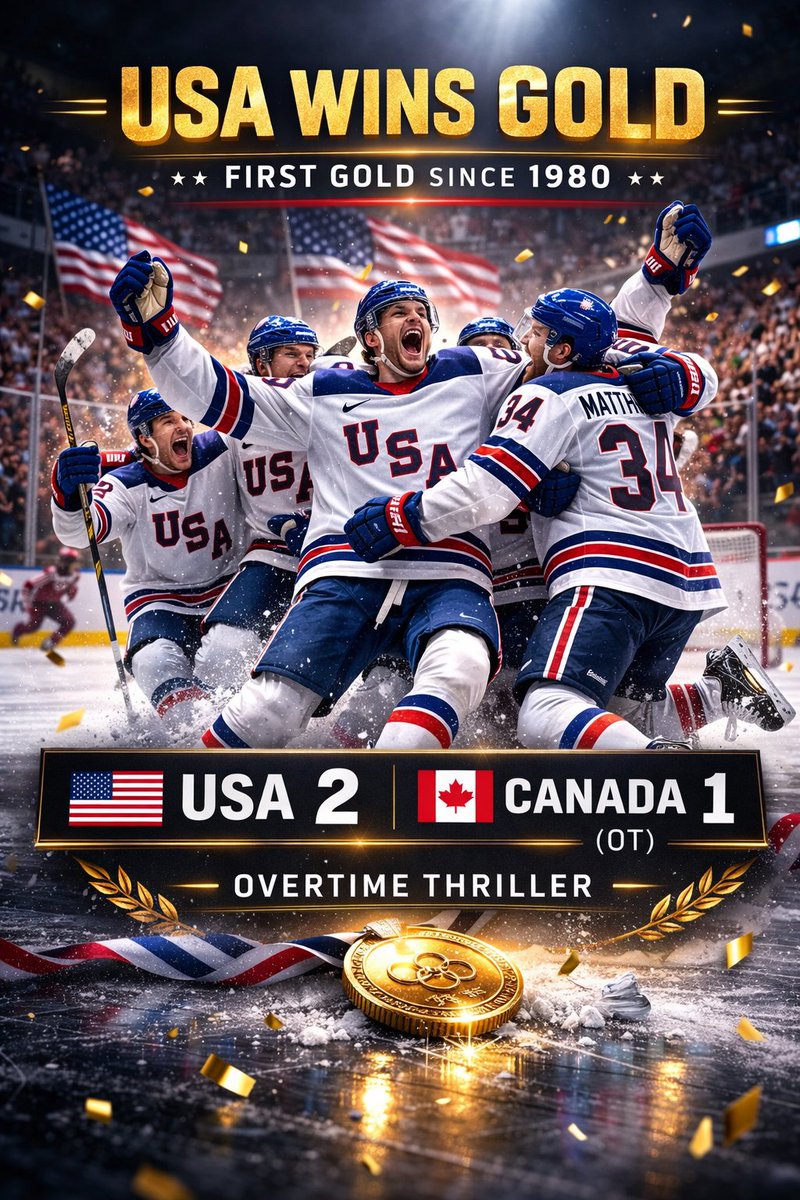 SCVegas's tweet photo. USA takes down Canada 2–1 in overtime to claim gold... 🇺🇸🥇#usa https://t.co/35X423IR44
