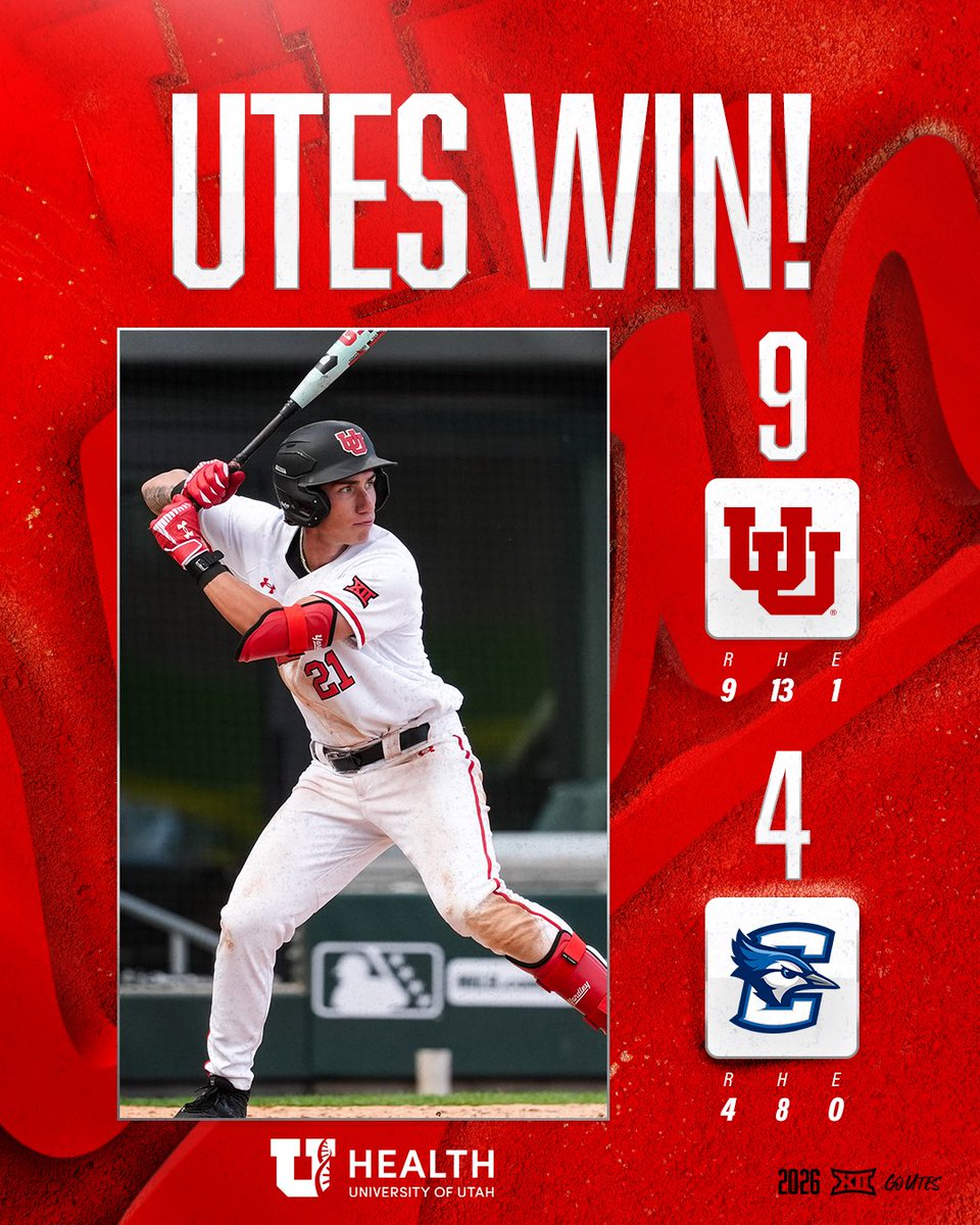 utahbaseball's tweet photo. #UtesWin‼️
Utah closes the Tony Gwynn Legacy Tournament with a victory over Creighton! https://t.co/lvh13spelE