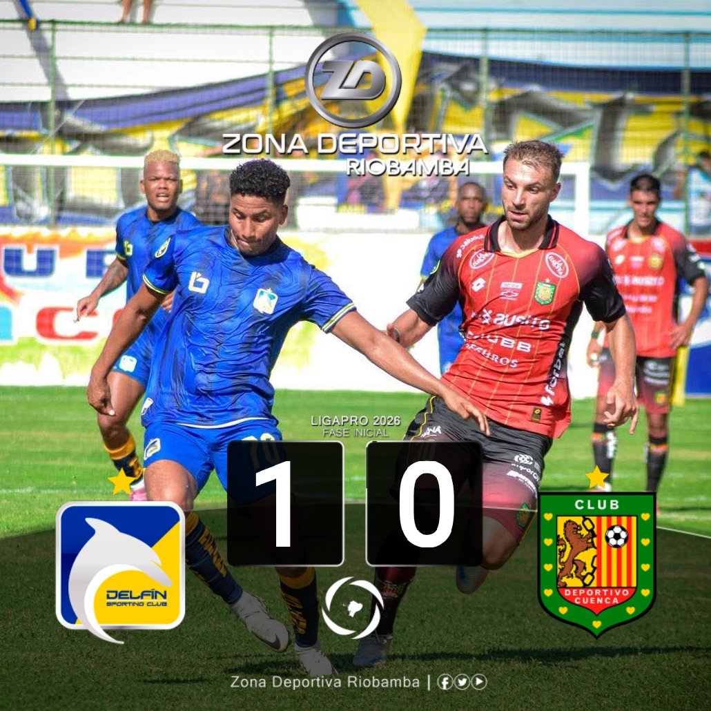 roldan_jimmy's tweet photo. #LigaProEcuador
¡𝙏𝙍𝙄𝙐𝙉𝙁𝙊 𝘾𝙀𝙏À𝘾𝙀𝙊!
#Temporada2026
Marcador Final:
@DelfinSC 1 - 0 @DCuencaOficial
Estadio "Jocay" - #Manta
#FechaUNO / #FaseInicial / #LigaEcuabet
El Gol:
#DEL:
• #FrancoAyunta (38')
Informa: #JimmyRoldàn
Somos: Zona Deportiva Riobamba https://t.co/MEQ7vAPaVK