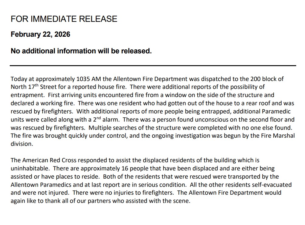 Allentown Fire Department tweet media