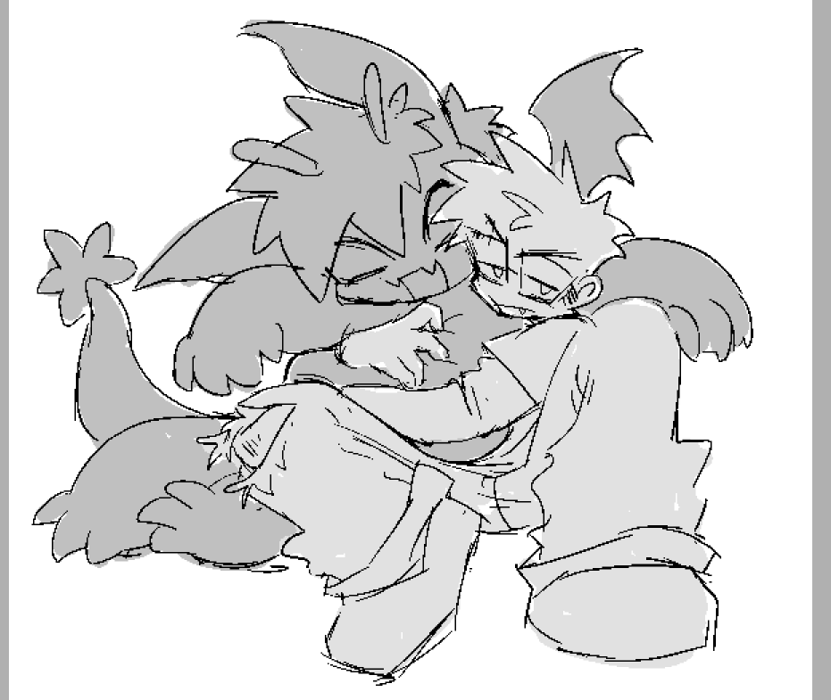 y'all mind if i post a sketch of a depiction of myself hugging a depiction of myself or is that controversial