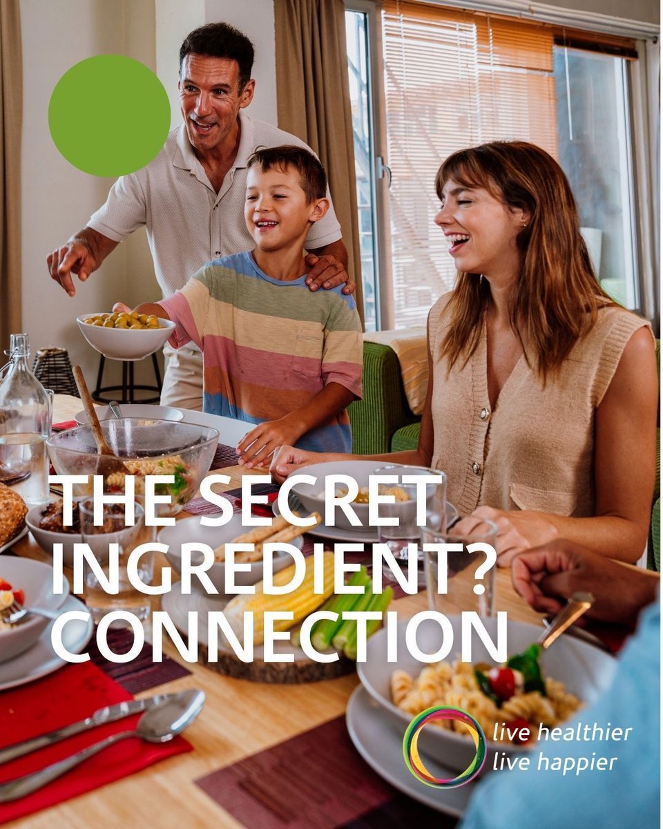 Now_Health's tweet photo. Eating with others is associated with improved mental health, stronger relationships, and even making healthier food choices than eating alone or in front of the TV. It’s easy to forget that mealtimes are about more than food, so share a table, share a chat, and feed both your body and your mind. 

#FoodForThought #CommunityCare #LiveHealthier #LiveHappier