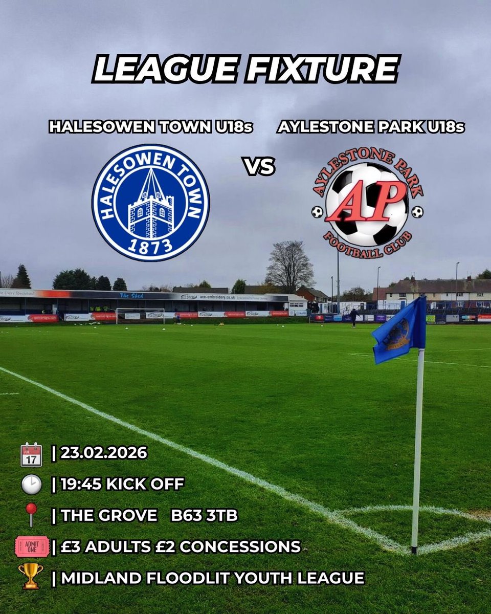 Not travelling to Barwell tomorrow evening? 

Our U18s have a big game, under the lights vs top of the league, Aylestone! Bar will be open so what is not to love on a Monday night!

⏰| 19:45 KO
📍| The Grove  B63 3TB
🎟️| £3 Adults  £2 Concessions

#UpTheYeltz | #FootballAcademy