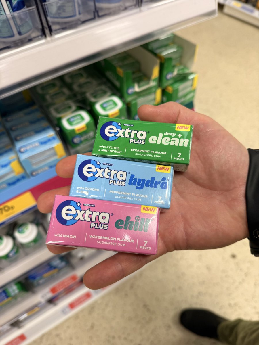 All_Things_New_'s tweet photo. Wrigley’s Extra Plus! 👀 Exclusively at Tesco @ExtraOfficialUK #extra #chewinggum #gum #wrigleys #wellthisisnew https://t.co/GeAHdztKuy