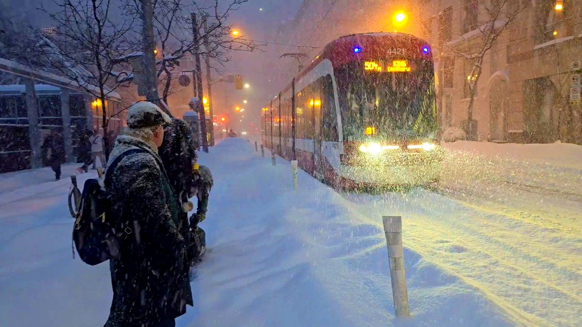 #waiting for the #streetcar on King Street in #Toronto during a #blizzard first week of #February