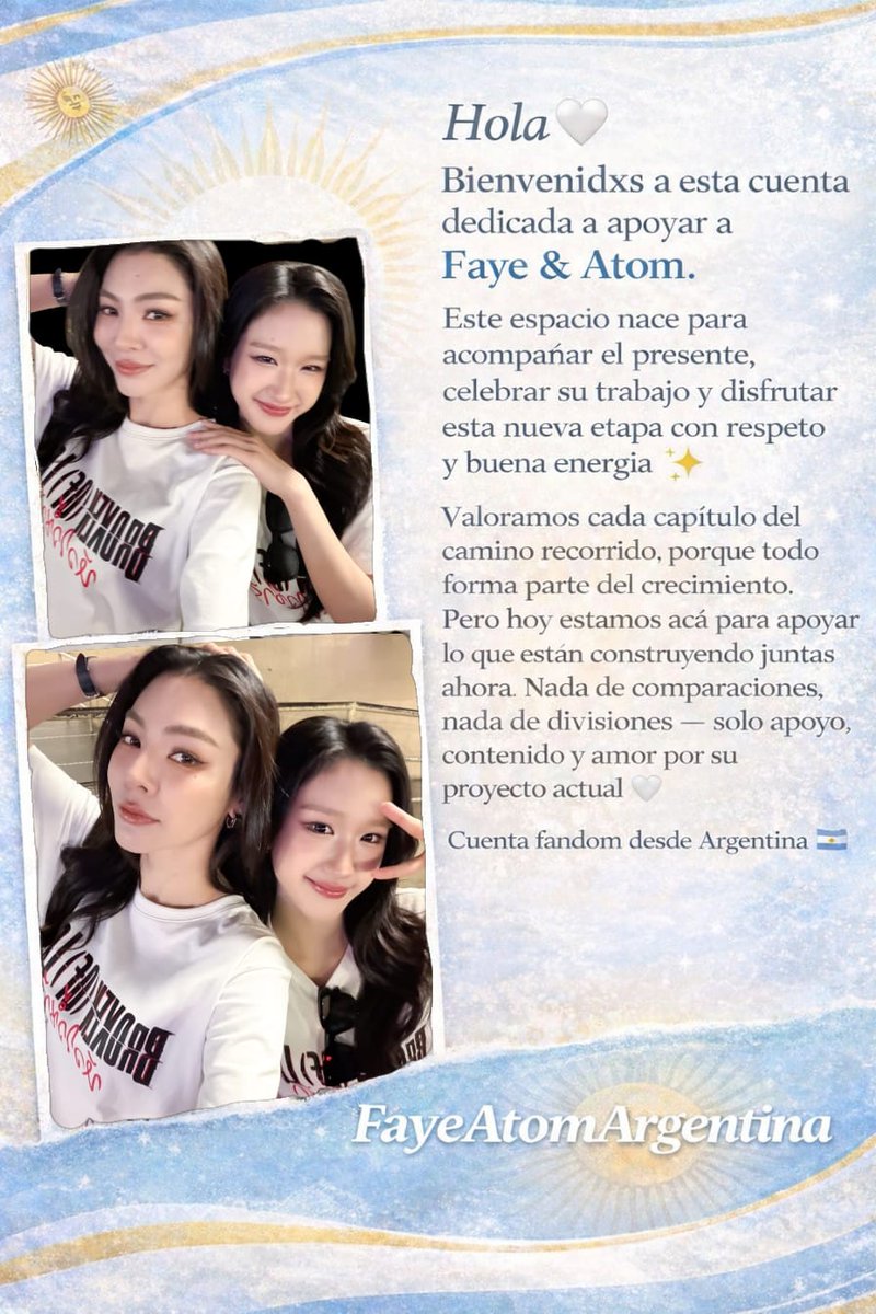 FayeAtomArg's tweet photo. Hola 🤍 Bienvenidxs a esta cuenta dedicada a apoyar a Faye &amp; Atom.
Valoramos cada capítulo del camino recorrido, porque todo forma parte del crecimiento. 
Sin comparar, ni dividir solo apoyo y amor desde Argentina 🇦🇷 🤍
#FayeAtomArgentina #Fayeperaya #atomprys
#BrokenofLove https://t.co/mh5euGGCBG