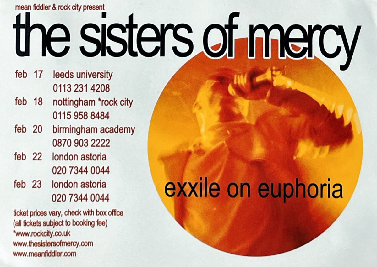 Spegazzinii's tweet image. #OTD @heartlandforum @tsomofficial #sistersofmercy

2001 - The Sisters of Mercy at The Astoria London