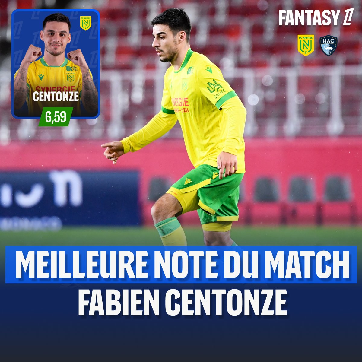FantasyLigue1's tweet photo. Rennes nous offre du beau spectacle avec un magnifique doublé pour @mahdi_camara ! ⚽️ #AJASRFC
Centonze obtient la meilleure note de ce #FCNHAC 🐥
Défense solide pour Mandi, 7,14 ✅ #SCOLOSC
Meilleure note du match pour Tom Louchet après son doublé. ⚽️ #OGCNFCL