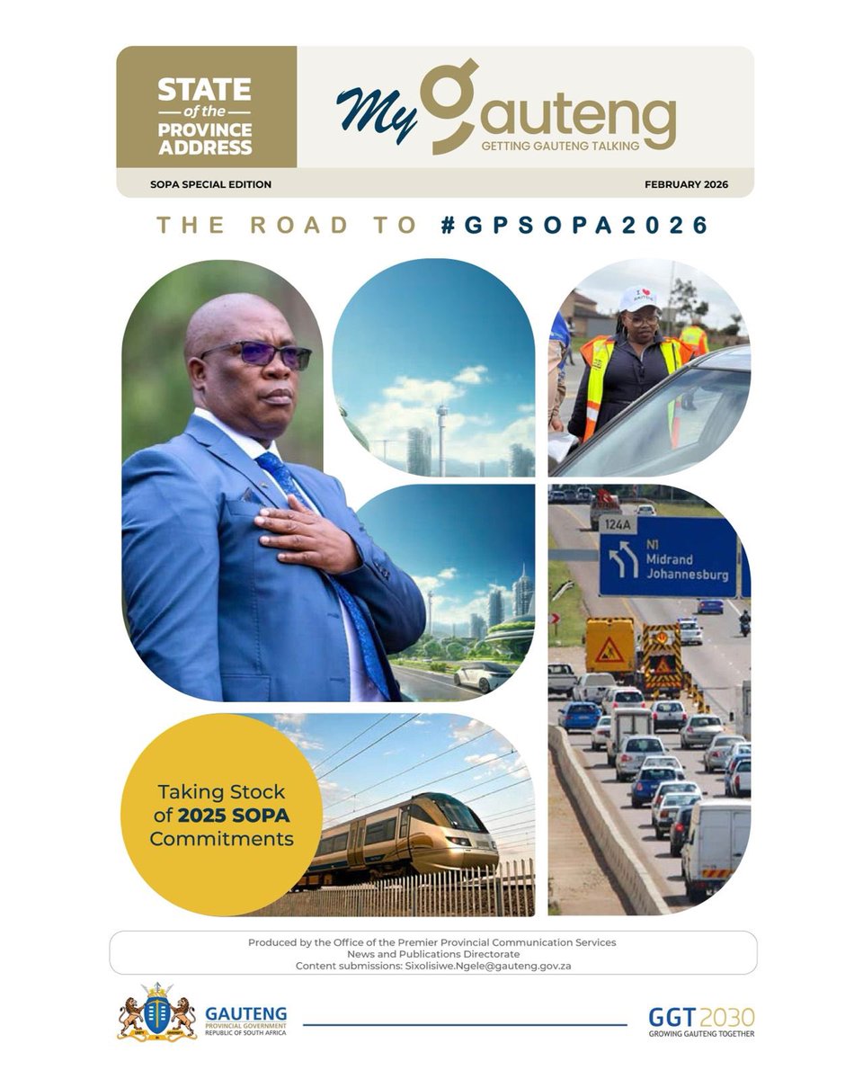 GautengProvince's tweet photo. #GPSOPA2026 | As the 2025/26 financial year draws to a close, @GPDRT_ reflects on a period of determined action and tangible progress. 

In this candid opinion piece, MEC Kedibone Diale-Tlabela outlines how the department rose to Premier Panyaza @Lesufi’s G13 priorities, tackling persistent challenges head-on-from non-functional traffic lights crippling our metros to pothole-riddled roads and stubbornly high road fatalities.

Through innovative partnerships, including a key MoU with the @CityofJoburgZA, the Adopt-a-Robot campaign, the user-friendly
PotholeFixGP App, and expanded smart
DLTCs in townships, the department has
delivered services closer to the people.

https://t.co/7UJtnUT6Fy

#GrowingGautengTogether