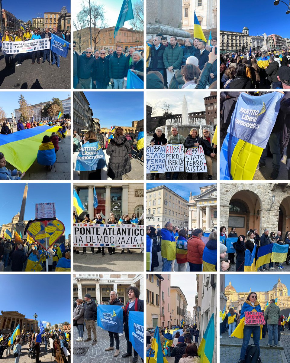 Il Partito Liberaldemocratico è sceso in piazza in molte città italiane, tra cui Napoli, Bergamo, Bologna, Vicenza, Trieste, Reggio Emilia, Firenze, Grosseto, Milano, Roma, Ravenna, Palermo, Brescia, Pordenone e Udine, a quattro anni dallo scoppio della guerra che ha colpito il