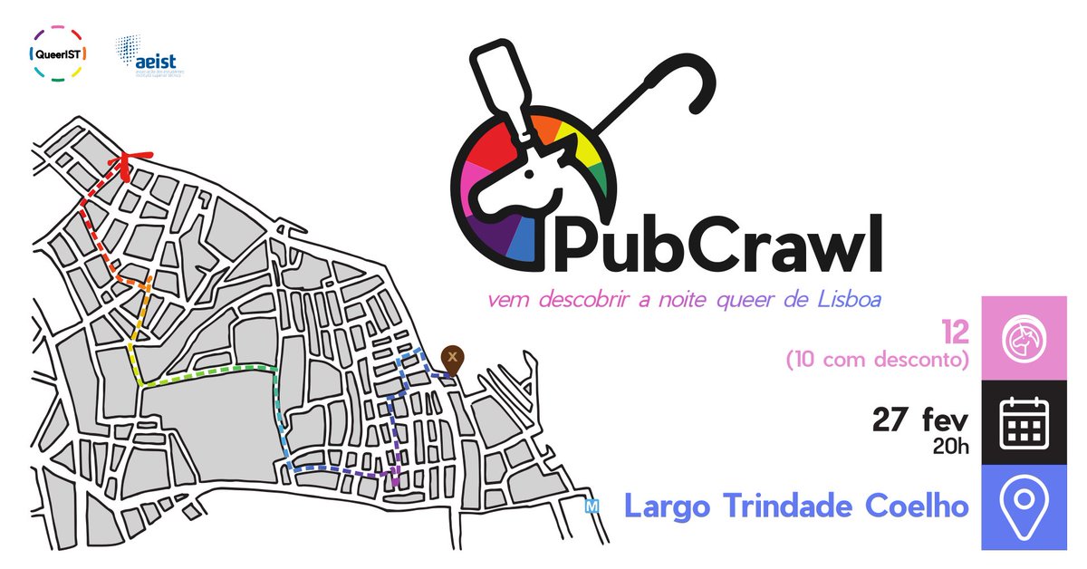 QueerIST's tweet photo. 🚨 O nosso primeiro PubCrawl de 2026 está aí! 🌈
Fevereiro pede uma noite diferente. Junta o teu grupo e vem descobrir a nightlife de Lisboa connosco. Boa música e os melhores bares queer-friendly 🍄

 📌 Vagas limitadas! Participa inscrevendo-te em: https://t.co/iTXGsNsn49 https://t.co/6K3PUkiNKp