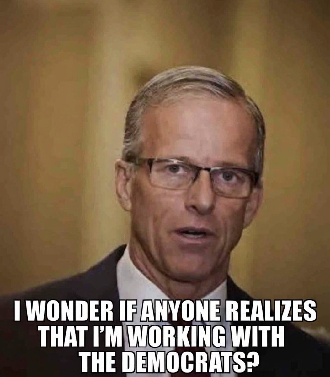 Voting out a Senate Majority Leader requires a simple majority (typically 27+ votes in a 53-seat caucus or the majority of party in power). 

We need 27 senators who have a backbone &amp; fight in them to save America? 

<a href="/LeaderJohnThune/">Leader John Thune</a> MUST BE VOTED OUT if he can’t get a 80/20 bill