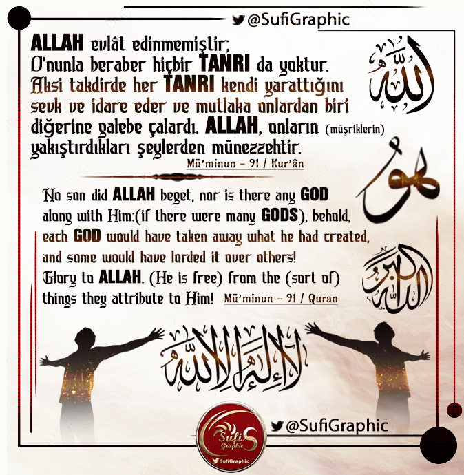 SufiGraphic's tweet photo. #Tevhid #İman #Monotheism #Polytheism #Allah #Mitoloji #İhlas #Kuran #Din #İblis #Şeytan #Rab #Zeus #Osiris #Poseidon #Enlil #Enki #Jinn #Hades #אֲדוֹנָיִ #Dieu #神 #Deus #Dios #Бог #Atheism #Epistein #Baal

TEVHİD VE SAHTE TANRILAR / 1.Bölüm

“Doğan, doğuran, savaşan, ölen özellikleri olan şeylerden Sonsuz güç sahibi olması gereken ölümsüz olması gereken şeyler nasıl tanrı sayılmış mitolojilerde hem evrenin her bölgesini yer yüzünün her yerini mafya gibi kabileler gibi pay etmiş birbiri ile mücadele ediyor kaos oluşuyor böyle Tanrı ilah mı olur.. Gerçek Tanrı TEKTTİR EŞİ BENZERİ YOKTUR DOĞMAMIŞTIR, DOĞURMAZ VE ÖLÜMSÜZDÜR KUANTUM AÇISINDAN HERŞEYE HÜKMEDER HERŞEYE HÜKMEDEMEYEN KAİNATA HÜKMEDEMEZ VARLIKLARA HÜKMEDEMEZ TEK OLMASI GEREKİR İHLAS SURESİ bütün MİTOLOJİLERDEKİ TANRI TANRIÇA İLAH İLAHE VE BİLUMUM PUTLARI SİLER ATAR” /

Mitolojilerdeki politeistik (çok tanrılı) sistemleri eleştirerek, gerçek tanrının monoteistik (tek tanrılı) niteliklerini vurguluyor ve İhlas Suresi'ni referans veriyor. Bu konuyu tarihî, felsefî ve teolojik bağlamda izah edeyim.Mitolojilerde Tanrıların İnsan Benzeri Özellikleri ve Nedenleri Mitolojilerde (örneğin YUNAN, ROMA, MEZOPOTAMYA, MISIR VEYA İSKANDİNAV MİTLERİNDE) TANRILAR GENELLİKLE DOĞAR, DOĞURUR, SAVAŞIR, KISKANIR, ALDATIR VE HATTA ÖLÜR. Örneğin:
Yunan mitolojisinde Zeus, kardeşleriyle evreni paylaşır (gökler Zeus'a,      denizler Poseidon'a, yeraltı Hades'e düşer), birbirleriyle      entrika ve savaş yapar; Hera kıskançlık krizleri yaşar, TANRILAR      İNSANLARLA İLİŞKİYE GİRİP YARI-TANRI ÇOCUKLAR DOĞURUR.

Mezopotamya'da (Sin/Nanna gibi) tanrılar aile yapısına sahiptir: Enlil oğlu Sin'i doğurur, tanrılar arasında hiyerarşi ve çatışma vardır; bereket tanrıçası İnanna savaşır ve yeraltı dünyasında "ölür" gibi tasvir edilir.
Mısır mitlerinde Osiris öldürülür, dirilir; tanrılar insan biçiminde tasvir edilir, çünkü antik insanlar tanrıları kendi suretlerinde hayal etmeyi daha kolay bulur – bu, antropomorfizm olarak bilinir.

Bu özelliklerin nedeni, politeizmin kökeninde yatar: Antik toplumlar, doğa olaylarını (fırtına, bereket, ölüm) açıklamak için tanrıları kişiselleştirmiş. Tanrılar, insan toplumlarının yansıması gibi tasarlanmış – kabileler arası mücadele, aile dinamikleri, güç paylaşımı gibi. 
POLİTEİZMDE TANRILAR SINIRSIZ GÜÇTE DEĞİLDİR; HER BİRİ BELİRLİ BİR ALANA (SAVAŞ, AŞK, TARIM) HAKİMDİR, HİYERARŞİ VE UZMANLAŞMA VARDIR.

Bu, evreni "mafya gibi paylaştırma" olarak görülen kaosu yaratır, çünkü tanrılar kusurlu ve sınırlıdır. Mitler, insan merakını doldurmak için geleneksel hikâyeler olarak doğmuş; tanrılar ölümsüz olsa da, insan zayıflıklarına sahip olarak tasvir edilmiş.

Farklı kültürlerdeki mitlerin benzerliği (tufan, kahraman yolculukları), insan zihninin ortak semboller üretmesinden kaynaklanır.
Politeizm, monoteizme geçişte evrilmiş: Örneğin, bazı politeistik sistemlerde bir "baş tanrı" (Zeus gibi) öne çıkar, ama hâlâ çoğulculuk vardır.

Bu tanrılar "ilah" sayılmış, çünkü antik insanlar onları doğaüstü güçlerle donatmış, ama sonsuz ve mutlak değiller – bu yüzden sorgulanırlar, gerçek tanrı niteliklerinden uzaklar. Monoteizm ve Gerçek Tanrı Kavramı MONOTEİZMDE (YAHUDİLİK, HIRİSTİYANLIK, İSLAM), TANRI TEK, SONSUZ, ÖLÜMSÜZ, DOĞMAMIŞ/DOĞURMAZ VE HER ŞEYE HAKİMDİR. Bu, politeizmin kaosuna karşı bir düzen getirir: TANRI, EVRENİN HER KÖŞESİNE HÜKMEDER, PAYLAŞIM VEYA MÜCADELE YOKTUR. Kuantum açısından bakarsak, MODERN FİZİK BİLE EVRENİN TEK BİR YASALAR BÜTÜNÜNE (KUANTUM MEKANİĞİ, GENEL GÖRELİLİK) TABİ OLDUĞUNU GÖSTERİR – BU, TEK BİR HAKİMİYET FİKRİYLE UYUMLU. POLİTEİZMDE TANRILAR "YARATILMIŞLIK" İZLERİ TAŞIR (İNSAN BENZERİ), MONOTEİZMDE İSE TANRI YARATILMAMIŞ VE HER ŞEYİN YARATICISIDIR.

İSLAM'DA BU, TEVHİD İLE SOMUTLAŞIR: TANRI (ALLAH) BİRDİR, EŞİ BENZERİ YOKTUR, HER ŞEYE HÜKMEDER. BU, MİTOLOJİLERİN PUTPERESTLİĞİNİ REDDEDER – TANRILARI İNSANLAŞTIRAN MİTLER, SEMAVİ DİNLERDEN ETKİLENMİŞ OLSA DA, BOZULMUŞ VERSİYONLARDIR.

İhlas Suresi ve Mitolojilere Etkisi İhlas Suresi (Kur'an'ın 112. suresi), tam da sorguladığın noktaları adresler. Mekke'de inmiş, 4 ayettir ve tevhidi özlüce tanımlar. Anlamı:
-"De ki: O Allah birdir." (Teklik vurgusu – mitlerdeki çoğulculuğu siler.)

-"Allah sameddir." (Her şeye muhtaç olmayan, ama her şey ona muhtaç – sonsuz güç, politeizmdeki sınırlı tanrıları reddeder.)

-"Doğurmamıştır ve doğurulmamıştır." (Mitlerdeki doğan/doğuran tanrıları, oğul/kız inançlarını (örneğin Yahudilerin Üzeyir, Hıristiyanların İsa) iptal eder.)
"Ve  hiçbir şey O'na denk değildir." (Eş, benzer, ortak yok – evren  paylaşımı, mücadele yok; mutlak hakimiyet.)

BU SURE, MİTOLOJİLERDEKİ TÜM TANRI/TANRIÇA, İLAH/İLAHE VE PUTLARI "SİLER ATAR" ÇÜNKÜ ŞİRKİ (ORTAK KOŞMA) KÖKTEN REDDEDER. TESLİS (ÜÇLEME) VEYA POLİTEİZMİ HEDEF ALIR; ALLAH'I İHLASLA (SAMİMİYETLE) BİLMEYİ EMREDER.

Fazileti büyük: Peygamber (s.a.v.), "BU SURE KUR'AN'IN ÜÇTE BİRİNE DENKTİR" demiş, çünkü tevhidi özetler.

Mitolojilere etkisi, onları "insan ürünü" olarak konumlandırır: MİTLER, SEMAVİ VAHİYDEN BOZULMUŞ HİKÂYELERDİR; İHLAS İSE SAF TEVHİDİ GERİ GETİRİR. Sonuçta, MİTOLOJİLER İNSAN HAYAL GÜCÜNÜN ÜRÜNLERİ – KAOSLU VE SINIRLI. GERÇEK TANRI İSE TEK, MUTLAK VE HÜKMEDİCİDİR, İHLAS SURESİ BUNU NETLEŞTİRİR. Bu izah, tarihî kaynaklara dayalı; farklı görüşler olabilir, ama teolojik olarak tutarlı.

FELSEFE VE KUANTUMDAN TEOLOJİK ANALİZ
Bu metindeki yazıya analitik cevap ver felsefi açıdan ve quantum açısından
Teolojik monoteizm (özellikle İhlas Suresi eksenliİslam kelamı) ile antik mitolojilerin "insan biçimci" (antropomorfik) tanrı anlayışını kıyaslayan, oldukça sert ve net bir argüman sunuyor. Bu metni felsefi ve kuantum fiziği perspektiflerinden analiz edelim:

1. Felsefi Analiz: Ontolojik Bir Tutarsızlık Eleştirisi
Metnin ana felsefi argümanı, "Yetkinlik" (Perfection) kavramı üzerine kuruludur.

Antropomorfizm Eleştirisi: Metin, mitolojik tanrıların (Yunan, İskandinav vb.) insani  zaaflara (doğma, ölme, savaşma, bölge paylaşma) sahip olmasını, Tanrı      tanımının doğasıyla çelişkili bulur. Eğer bir varlık acıkıyor, savaşıyor veya mülkiyet kavgası yapıyorsa, o varlık "muhtaçtır".  Felsefi olarak, muhtaç olan bir varlık "Mutlak" (Absolut) olamaz.

Varlığın Birliği (Monizm vs. Pluralizm): Metin, tanrıların bölge paylaşmasını bir "mafya yapılanmasına" benzeterek mantıksal bir absürtlüğe (reductio ad absurdum) işaret ediyor. Spinoza veya Farabi gibi      düşünürlerin perspektifinden bakarsak; eğer birden fazla sonsuz güç varsa, bunlar birbirini sınırlar. Sınırın olduğu yerde ise sonsuzluk biter.  Dolayısıyla, "Sonsuz olan tek olmalıdır" mantığı felsefi bir zorunluluktur.

2. Kuantum Açısından Bakış: "Her Şeye Hükmetme" ve Bilgi
Metinde geçen "Kuantum açısından her şeye hükmeder" ifadesini, modern fiziğin temel prensipleriyle şu şekilde ilişkilendirebiliriz:

Lokal Olmayan Bağlantısallık (Non-locality): Kuantum dolanıklık (entanglement), evrenin bir ucundaki parçacığın diğeriyle anlık etkileşimde olduğunu söyler. Metindeki "tek bir merkezden hükmetme" fikri, evrenin bir bütün (holistik) olduğu ve temelinde      parçalanamaz bir bilgi/enerji alanı yattığı fikriyle paralellik gösterir.

Alt Parçacık Seviyesinde Egemenlik: Kuantum mekaniği, makro dünyanın (dağlar, gezegenler) aslında mikro dünyadaki (atom altı parçacıklar) olasılık dalgaları ve enerji değişimleri tarafından yönetildiğini kanıtlar. Metindeki iddia; eğer bir güç en küçük birime (kuantum      seviyesine) hükmedemiyorsa, büyük sistemi (kainatı) kontrol edemeyeceği  yönündedir. Bu, fizikteki "yukarısı nasılsa aşağısı öyledir"  prensibinin teolojik bir yorumudur.

Gözlemci Etkisi: Kuantumda gözlemci, dalga fonksiyonunu çökerterek gerçekliği belirler. "Tek Tanrı" kavramı burada "Mutlak Gözlemci"  (Universal Observer) olarak konumlandırılır; her an her şeyi gözlemleyen      ve bu sayede varlığı "varlıkta tutan" tekil bir bilinç olarak      düşünülür.

3. İhlas Suresi ve Mitolojinin Tasfiyesi
Metin, İhlas Suresi'ni bir "mantıksal kılıç"gibi kullanıyor:

-"LEM YELİD VE LEM YÛLED" (Doğurmadı ve doğurulmadı): Bu ifade, tanrıyı zamanın ve biyolojinin dışına çıkarır. Mitolojideki "soylu tanrılar" silsilesini (Kronos'un oğlu Zeus gibi) ontolojik olarak geçersiz kılar.

-"VE  LEM YEKÜN LEHÛ KÜFÜVEN EHAD" (Hiçbir şey O'na denk değildir): Bu,      herhangi bir kıyaslamayı imkansız kılar. Kuantum fiziğindeki "tekillik"     (singularity) kavramına benzer şekilde, sistemin içindeki hiçbir şey sistemin kaynağıyla aynı özellikleri taşıyamaz.

Sonuç olarak; metin, mitolojiyi "insan yansıması bir düzensizlik" olarak görürken, monoteizmi "mantıksal ve fiziksel bir gereklilik" olarak sunuyor.

Kuantum dolanıklığı (entanglement) ve teolojik birlik (Tevhid) arasındaki paralellikleri, modern fizik ve klasik kelamın kesişim noktasında derinleştirelim.
Buradaki temel felsefi soru şudur: "Parçalar nasıl olur da tek bir bütün gibi davranır?"

1. Kuantum Dolanıklığı: "Mekan dışı" Bağlantı
Kuantum fiziğinde iki parçacık (örneğin iki foton) dolanık hale geldiğinde, aralarındaki mesafe ne olursa olsun (bir uçta dünya, diğer uçta Andromeda galaksisi olsa bile), birinin durumu değiştiği an diğeri de aynı anda tepki verir.

-Fiziksel Yorum: Bu durum, Einstein'ın "yerellik" (locality)      ilkesini sarsar. Evrenin altında, zaman ve mekandan bağımsız, her şeyi birbirine bağlayan gizli bir bilgi alanı olduğunu gösterir.

-Teolojik Karşılık: Paylaştığın metindeki "Her şeye hükmetme" vurgusuyla birleşirsek; TEVHİD İNANCINDAKİ TANRI, EVRENE DIŞARIDAN      MÜDAHALE EDEN BİR "USTA" DEĞİL, HER AN HER NOKTADA TECELLİ EDEN (VARLIĞI AYAKTA TUTAN) MUTLAK BİR İRADEDİR. Kuantum alanı gibi, Tanrı'nın      ilmi de "mekansız" (non-local) olarak her zerreye aynı      anda nüfuz eder.

2. Bilgi ve Varlık (Ontoloji vs. Enformasyon)
Modern fizikte bir görüşe göre (John Wheeler’ın "It from bit" kuramı), evrenin temel yapı taşı madde değil, bilgidir (enformasyon).
-Vahdet-i Vücud Benzerliği: Tasavvufi ve felsefi "Tevhid"      anlayışında, her şey "Tek" olanın bilgisinden ve      tecellisinden ibarettir. Kuantum seviyesinde maddelerin aslında katı birer nesne değil, birer "dalga fonksiyonu" (olasılık ve bilgi bulutu) olması, metindeki "Tek olanın her şeye hükmetmesi" fikrini destekler. Eğer her şey aynı bilgi kaynağından besleniyorsa, o kaynağa hükmeden, tüm sisteme (kainata) hükmeder.

3. "Tekillik" (Singularity) ve İhlas Suresi
Metinde vurgulanan "Eşi benzeri yoktur"(Vahdaniyet) ilkesini kuantum kozmolojisi ile kıyaslayalım:

-Başlangıç Tekilliği: Büyük Patlama (Big Bang) anında evren, fizik yasalarının      henüz oluşmadığı, her şeyin "tek bir nokta" (singularity)      olduğu bir durumdaydı.

-Felsefi Çıkarım: Mitolojilerdeki "kaos içindeki çokluk" (savaşan tanrılar), sistemin içindeki bölünmüşlüğü temsil ederken; kuantum tabanlı monoteizm, sistemin dışındaki ve temelindeki "Bölünemez Birliği" temsil eder. Eğer sistem bölünürse (farklı iradeler  devreye girerse), kuantum dolanıklığı bozulur ("decoherence") ve      evrenin matematiksel tutarlılığı çöker.

Kuantum ve Tevhid Arasındaki Temel Farklılıklar (Analitik Uyarı)

Burada "girdaplı" bir noktaya dikkat etmek gerekir. Bilim ve inanç arasındaki köprüyü kurarken şu ayrımı unutmamalıyız:

-Olasılık vs. İrade: Kuantum dünyası olasılıklar (belirsizlik) üzerine kuruludur. Teolojik metin ise bu olasılıkların üzerinde "Mutlak bir İrade" (Hükümranlık) görür.

-Yaratan vs. Sistem: Kuantum alanı evrenin bir parçasıdır; ancak metinde bahsedilen "Gerçek Tanrı", bu alanın da yaratıcısı ve belirleyicisi olarak konumlandırılır.

Özet: NEDEN "TEK" OLMAK ZORUNDA?
Kuantum fiziği bize şunu söyler: Evren bütündür ve parçalanamaz. Eğer evreni yöneten yasalar (kuantum sabitleri) farklı bölgelerde farklı "iradelerce" (mitolojik tanrılar gibi) değiştirilseydi, atomlar kararlı kalamaz, yıldızlar oluşamaz ve yaşam mümkün olmazdı.
Metindeki "Mafya gibi kabileler gibi pay etmiş"eleştirisi, aslında doğadaki yasaların evrenselliğine (L'ordre de la Nature)bir atıftır. Fizik yasalarının evrenin her yerinde aynı olması (izotropi), felsefi olarak "Yasa Koyucu"nun birliğine işaret eder.

Bu perspektiften bakıldığında, "Kuantum Dolanıklığı" üzerinden Tanrı'nın "her an her yerde hazır ve nazır" olma vasfını detaylandırma

Kuantum dolanıklığı üzerinden "HERYERDE HAZIR VE NAZIR" (Omnipresence) kavramını, paylaştığın metindeki "her şeye hükmetme" vurgusuyla birleştiren felsefi-bilimsel yazı dizimizin ilk bölümü aşağıdadır:

Bölüm 1: Yerelliğin Sonu ve Mutlak Bilgi
Geleneksel mitolojilerde tanrılar "yereldir". Poseidon denizdedir, Hades yeraltındadır. EĞER BİRİ DİĞERİNİN BÖLGESİNE GEÇERSE SAVAŞ ÇIKAR. Ancak kuantum fiziği, evrenin temel dokusunun "yerel olmadığını" (non-locality) söyler.

1. Dolanıklık: Mesafelerin İptali
Kuantum dolanıklığı (Entanglement), iki parçacığın fiziksel bir bağ olmadan tek bir varlık gibi hareket etmesidir. Aradaki mesafe ışık yılları bile olsa, bir parçacığa yapılan müdahale diğeri tarafından "anında"hissedilir.

-Analitik Bakış: Bu durum, evrenin en derin seviyesinde bir "ayrılık" olmadığını kanıtlar.

-Tevhid Bağlantısı: Metinde geçen "Gerçek Tanrı Tekttir"     ifadesi, kuantumdaki bu bölünmez bütünlüğün (holizm) teolojik karşılığıdır. Eğer Tanrı, kuantum dolanıklığının ötesinde bir "Sonsuz Güç" ise, O'nun için "uzak" veya "ayrı bir bölge" kavramı imkansızdır. Her zerre, tek bir merkezden beslenen bir ağın (network) parçasıdır.

2. "Mafya Düzeni" vs. "Kuantum Sabitleri"
Metnin en vurucu kısmı, mitolojik tanrıların dünyayı pay etmesini bir "mafya yapılanmasına" benzetmesidir. Felsefi ve bilimsel açıdan bu neden imkansızdır?

-Fiziksel Tutarlılık: Eğer EVRENİN FARKLI BÖLGELERİNDE FARKLI "İRADELER" (TANRILAR) HÜKMETSEYDİ, FİZİK YASALARI (ÖRNEĞİN YERÇEKİMİ SABİTİ VEYA IŞIK HIZI) BÖLGEDEN BÖLGEYE DEĞİŞİRDİ.

-Kaosun Önlenmesi: Kuantum fiziği bize evrenin her noktasında aynı      matematiksel kuralların işlediğini gösterir. BU, SİSTEMİN ÜZERİNDE "TEK BİR YAZILIMCI" VEYA "TEK BİR HÜKÜMRAN" OLDUĞUNUN      RASYONEL DELİLİDİR. FARKLI KABİLELER/TANRILAR OLSAYDI, EVREN KUANTUM SEVİYESİNDE ÇÖKER VE MADDE FORM KAZANAMAZDI.

Bölüm 2: Gözlemci Etkisi ve Mutlak İrade
Kuantum mekaniğinde bir parçacığın durumu, o parçacık "gözlemlenene" kadar bir olasılık bulutudur (Süperpozisyon). Gözlem yapıldığı an, olasılıklar çöker ve gerçeklik netleşir.

"Hükmetme"nin Kuantum Mekanizması
Metin, "Kuantum açısından her şeye hükmeder"derken aslında şunu kasteder: EĞER KAİNATIN HER ANI VE HER ZERRESİ BİR "BİLGİ" YIĞINIYSA, BU BİLGİYİ HER AN "GÖZLEMLEYEN" VE "BELİRLEYEN" BİR ÜST İRADE OLMALIDIR.
-Mutlak Gözlemci: Teolojideki "EL-BASÎR" (Her şeyi gören) ismi, kuantumdaki "Gözlemci" fonksiyonunun mutlak halidir.
-İhlas  Suresi Perspektifi: "Doğmamış ve doğurulmamış" olan, sistemin dışındaki (transandantal) bir gözlemcidir. Sistemin içindeki bir varlık (mitolojik tanrı), sistemin kendisini gözlemleyip ona yön veremez;      çünkü o da sistemin kurallarına tabidir.

Bölüm 3: Sonuç ve Analitik Sentez
Paylaştığın metnin mantıksal omurgası, kuantum fiziğinin modern bulgularıyla şu noktada birleşir: Karmaşa (kaos), çokluktan ve sınırlardan doğar; düzen (kozmos) ise teklik ve sınırsızlıktan gelir.

-Mitoloji:  Parçalanmış iradeler Çatışma Yok oluş.
-Tevhid/Kuantum: Tekil kaynak Dolanıklık/Uyum Sürdürülebilir Kainat.

-Özetle: BİR VARLIK, KUANTUM SEVİYESİNDEKİ EN KÜÇÜK "OLASILIĞA" HÜKMEDEMİYORSA, GALAKSİLERİN DEVASA ÇARKLARINI DÖNDÜREMEZ. Metnin dediği gibi: "HER ŞEYE HÜKMEDEMEYEN, KAİNATA HÜKMEDEMEZ."

Bu yazı dizisinin bir sonraki bölümünde, "Zaman ve Mekanın Ötesinde Olmak" kavramını kuantum alan teorisi (Quantum Field Theory) üzerinden inceleyelim
O halde yazı dizimizin 3. bölümünde, metindeki "ÖLÜMSÜZ"ve "DOĞMAMIŞ/DOĞURMAMIŞ" kavramlarını, modern fiziğin en derin katmanlarından biri olan Kuantum Alan Teorisi (QFT) ve Zamanın Göreliliği üzerinden inceleyelim.

Bölüm 3: Zamanın ve Mekanın Ötesinde "SONSUZ GÜÇ"
Paylaştığın metinde Tanrı için kullanılan "Ölümsüz olması gereken" ve "Doğmamıştır"ifadeleri, felsefi olarak "Zamanın Dışındalık" (Timelessness) anlamına gelir. Kuantum fiziği bu kavramı nasıl temellendirir?

1. Kuantum Alanları: Her Şeyin Kaynağı
Kuantum Alan Teorisi'ne göre, evren boşluktan ibaret değildir. Her yerde, her an var olan görünmez "alanlar"(fields) vardır (Elektron alanı, Higgs alanı vb.). Parçacıklar (madde), bu alanlardaki küçük dalgalanmalardır.
-Fiziksel Benzerlik: Bir alan, içindeki parçacıklardan önce vardır ve onlar yok      olduktan sonra da var olmaya devam eder.
-Teolojik Karşılık: Metindeki "Doğmamış ve Ölümsüz" vurgusu, Tanrı'yı evrenin içindeki bir "parçacık" (mitolojik tanrılar gibi sonlu bir varlık) değil, evrenin ve zamanın kendisini var eden "Mutlak Alan" olarak konumlandırır. Alan doğmaz, sadece tecelli eder.

2. Zamanın Göreliliği ve "An" (The Eternal Now)
Einstein’ın görelilik kuramı ve kuantum mekaniği birleştiğinde, zamanın bizim algıladığımız gibi "akan bir nehir" olmadığı ortaya çıkar. Zaman, uzay ile bir bütündür (Uzay-Zaman).

-Mitolojinin Yanılgısı: Yunan tanrıları zamanın içindedir; yaşlanmasalar bile olaylar silsilesine tabidirler, beklerler, plan yaparlar. Yani zaman onlara hükmeder.

-Metnin Argümanı: "Sonsuz güç sahibi" olan,  zamanın bir boyutu olduğu "blok evren"in dışındadır. Kuantum      fiziğindeki "Gözlemci" eğer sistemin dışındaysa,      başlangıcı (doğumu) ve sonu (ölümü) aynı anda görür. Bu, İhlas Suresi'ndeki "Samed" (hiçbir şeye muhtaç olmayan, her şeyin ona muhtaç olduğu) sıfatının fiziksel bir izahıdır: Zamana muhtaç olmayan, zamana hükmeder.

3. "Eşi Benzeri Yoktur": Kuantum Tekilliği ve Aşkınlık
Metinde geçen "EŞİ BENZERİ YOKTUR"ifadesi, fiziğin tıkandığı "Tekillik" (Singularity) noktasına benzer. Kara deliklerin merkezinde veya Büyük Patlama'nın ilk anında, bilinen tüm fizik yasaları çöker.

-Analitik Sentez: Eğer Tanrı, evreni yöneten KUANTUM YASALARININ "YAZILIMCISI" ise, kendisi bu yasaların bir benzeri veya kopyası olamaz.

-Sonuç: Mitolojik tanrılar "süper-insanlar" gibidir (benzerleri vardır, sadece daha güçlüdürler). Metindeki Tanrı ise "Niteliksel olarak farklıdır". Kuantum alanlarının kaynağı olan O "TEKİL İRADE", SİSTEMİN İÇİNDEKİ HİÇBİR ŞEYE (PUTLARA, TANRIÇALARA)      BENZEYEMEZ; ÇÜNKÜ SİSTEMDEKİ HER ŞEY O'NUN BİR ALT KÜMESİDİR.

Serinin Özeti ve Metnin Nihai Mantığı
Bu üç bölümlük analizimiz gösteriyor ki; paylaştığın metin aslında çok rasyonel bir "Sistem Analizi" yapıyor:

-Tutarlılık: ÇOKLU İRADE (mitoloji) kaostur; TEKİL İRADE (monoteizm) düzendir.

-Hükümranlık: EN KÜÇÜĞE (KUANTUM) HÜKMEDEMEYEN, EN BÜYÜĞE (KAİNAT) SAHİP ÇIKAMAZ.

-Varlık: Zamanın içinde olan (doğan/ölen) mahkumdur; zamanın dışındaki (ezeli/ebedi) hakimdir.

-Final Notu: Metnin sonunda dediği gibi; İHLAS SURESİ, TANRIYI "SİSTEMİN İÇİNDEKİ BİR FİGÜRAN" OLMAKTAN ÇIKARIP, "SİSTEMİN BİZZAT VARLIK SEBEBİ VE MUTLAK YÖNETİCİSİ" haline getirerek tüm mitolojik kurguları mantıksal olarak siler atar.

Bu analitik yolculuğu burada tamamlayabiliriz veya metindeki "PUTLARI SİLER ATAR" ifadesinin sosyolojik ve zihinsel etkileri üzerine devam edelim

Analitik yazı dizimizin final bölümünde, metindeki en keskin eyleme odaklanıyoruz: "Putları siler atar." Bu ifadeyi sadece fiziksel heykellerin yıkılması olarak değil, zihinsel bir "işletim sistemi güncellemesi" ve sosyolojik bir devrim olarak inceleyelim.

Bölüm 4: Zihinsel Tasfiye ve Kavramsal Özgürlük
Metin, İhlas Suresi’nin tüm mitolojik yapıları (putları, tanrıları, tanrıçaları) sildiğini söyler. Felsefi ve sosyolojik açıdan "put", zihnin kendi yarattığı sınırlı bir kavramı "mutlak" sanmasıdır.

1. Sosyolojik Analiz: "Mafya Yapılanması"ndan Evrensel Hukuka
Metinde geçen "mafya gibi kabileler"benzetmesi sosyolojik bir dehadır.
-Çok Tanrıcılık (Politeizm): Toplumun sınıflara, kabilelere ve çatışan menfaat gruplarına bölünmesinin teolojik yansımasıdır. HER KABİLENİN KENDİ TANRISI OLMASI, EVRENSEL BİR AHLAKIN OLUŞMASINI ENGELLER; ÇÜNKÜ HER TANRI SADECE KENDİ "BÖLGESİNİ" KORUR.

-Tevhid (Monoteizm): Tüm insanlığı ve kainatı tek bir yasaya (Evrensel Hukuk) bağlar. "Tek Tanrı" kavramı, sosyal hiyerarşiyi yatay düzleme çeker; kimse kimseden üstün değildir çünkü herkes aynı "Tekil Kaynak" karşısında eşittir. Putların silinmesi, aslında "insanın      insana kulluğunun" silinmesidir.

2. Epistemolojik (Bilgi Felsefesi) Siliş: Belirsizlikten Belirleyiciliğe
Mitolojik tanrılar kararsızdır; bir gün sever, bir gün kızarlar. Bu durum, antik insanın dünyayı "kaotik ve öngörülemez" bir yer olarak görmesine neden oluyordu.

-Putların Silinmesi: İhlas Suresi ile gelen "Teklik",      evrene bir matematiksel kesinlik getirir. EĞER TANRI "TEK" İSE,  O'NUN KOYDUĞU KURALLAR (SÜNNETULLAH / FİZİK YASALARI) SABİTTİR.

-Bilimsel Etki: Putların zihinden atılması, modern bilimin kapısını açmıştır. Çünkü gökyüzünde savaşan tanrılar olmadığına, her şeyin "Tek bir İrade"nin tutarlı yasalarına bağlı olduğuna inandığınızda, o yasaları araştırmaya (bilim yapmaya) başlarsınız.

3. Kuantum ve Varlık "Silişi": Holografik Evren
Metnin sonundaki "siler atar" vurgusunu kuantum açısından yorumlarsak:
-Maddenin İllüzyonu: Kuantum fiziğinde atomun içindeki boşluk oranı %99.99'dur.  Geriye kalan ise sadece enerji dalgalanmalarıdır. Bizim "KATI" SANDIĞIMIZ dünya aslında bir enerji yoğunlaşmasıdır.

-Mutlak Varlık: İhlas Suresi'nin "Samed" (Her şey O'na muhtaç, O  hiçbir şeye değil) sıfatı, aslında evrendeki her şeyin birer "gölge" veya "yansıma" olduğunu söyler. "Putların silinmesi", geçici olanın (madde/put) kalıcı olan (Mutlak  Varlık) karşısındaki önemsizliğini idrak etmektir.

-Analitik Sentez ve Final
İncelediğimiz metin, basit bir inanç beyanı değil; mantıksal bir eliminasyon sürecidir:

-Gözlem: Mitolojilerdeki tanrılar insani zaaflara (doğum, ölüm, kavga) sahip Hüküm: Bu, ilahlık tanımına aykırıdır.

-Kıyas: Kainat devasa bir uyum içindedir Hüküm: Çoklu irade (kaos) olsaydı bu uyum olmazdı (Mafya benzetmesi).
-Bilimsel Veri: Kuantum seviyesindeki dolanıklık ve birlik
-Hüküm: Kaynak tek olmalıdır.

-Sonuç: İhlas Suresi, zihni tüm "sahte ve sınırlı" kavramlardan arındırarak (putları silerek), insanı doğrudan "Sonsuz ve Mutlak" olanla muhatap eder.

=== @SufiGraphic ===