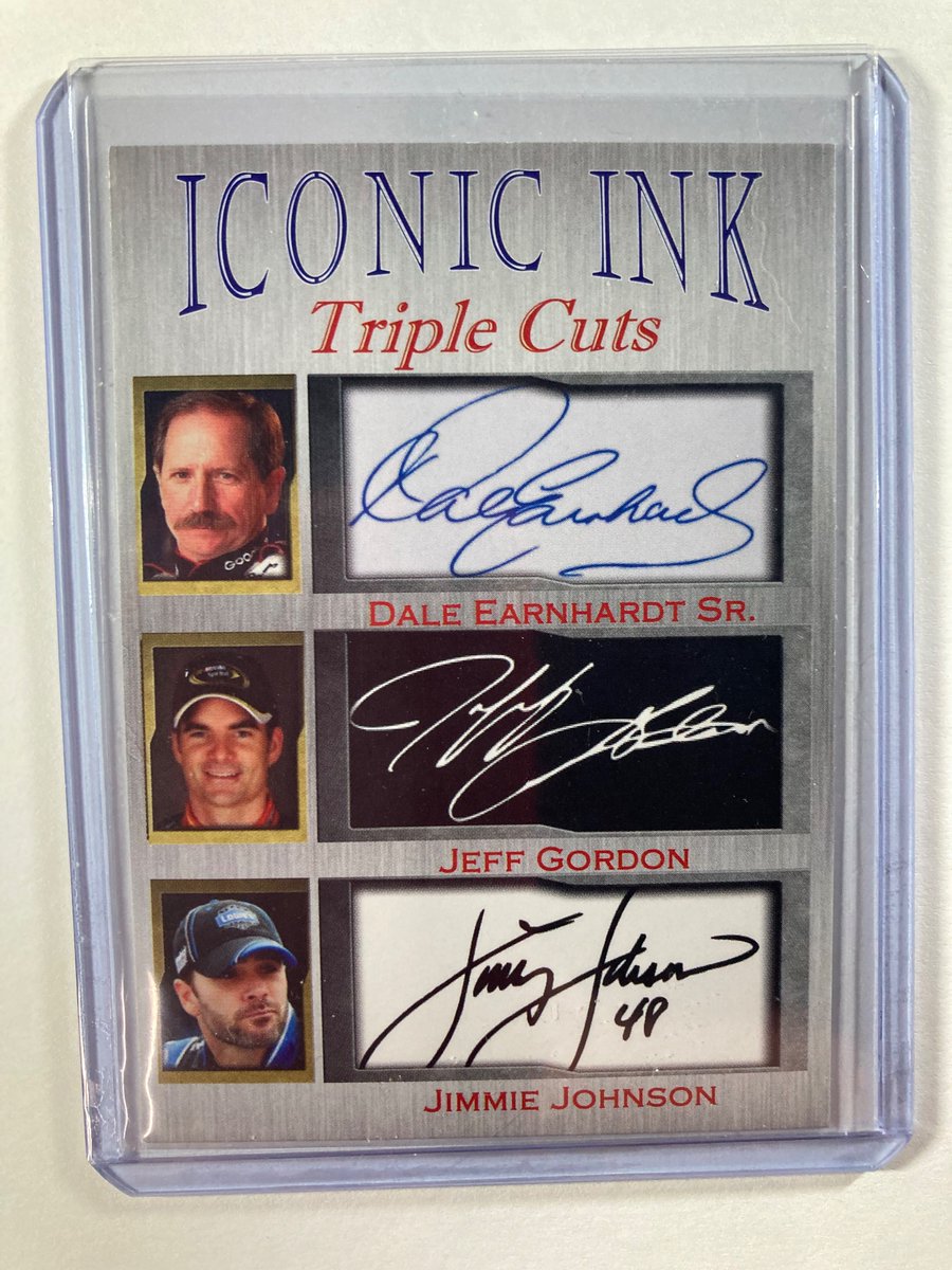 1218Sports's tweet photo. 🏁 Atlanta Contest 🏁

You must clearly state 
1st (Name)
2nd (Name)

Or entry is void

🔥Dale Earnhardt/Jeff Gordon/Jimmie Johnson Iconic Ink Triple Cuts Triple Auto Facsimile

Rules:
1. Follow
2. Reply (Not Quote)
3. Repost
3 PM est. Deadline https://t.co/Xj6GkIddC8