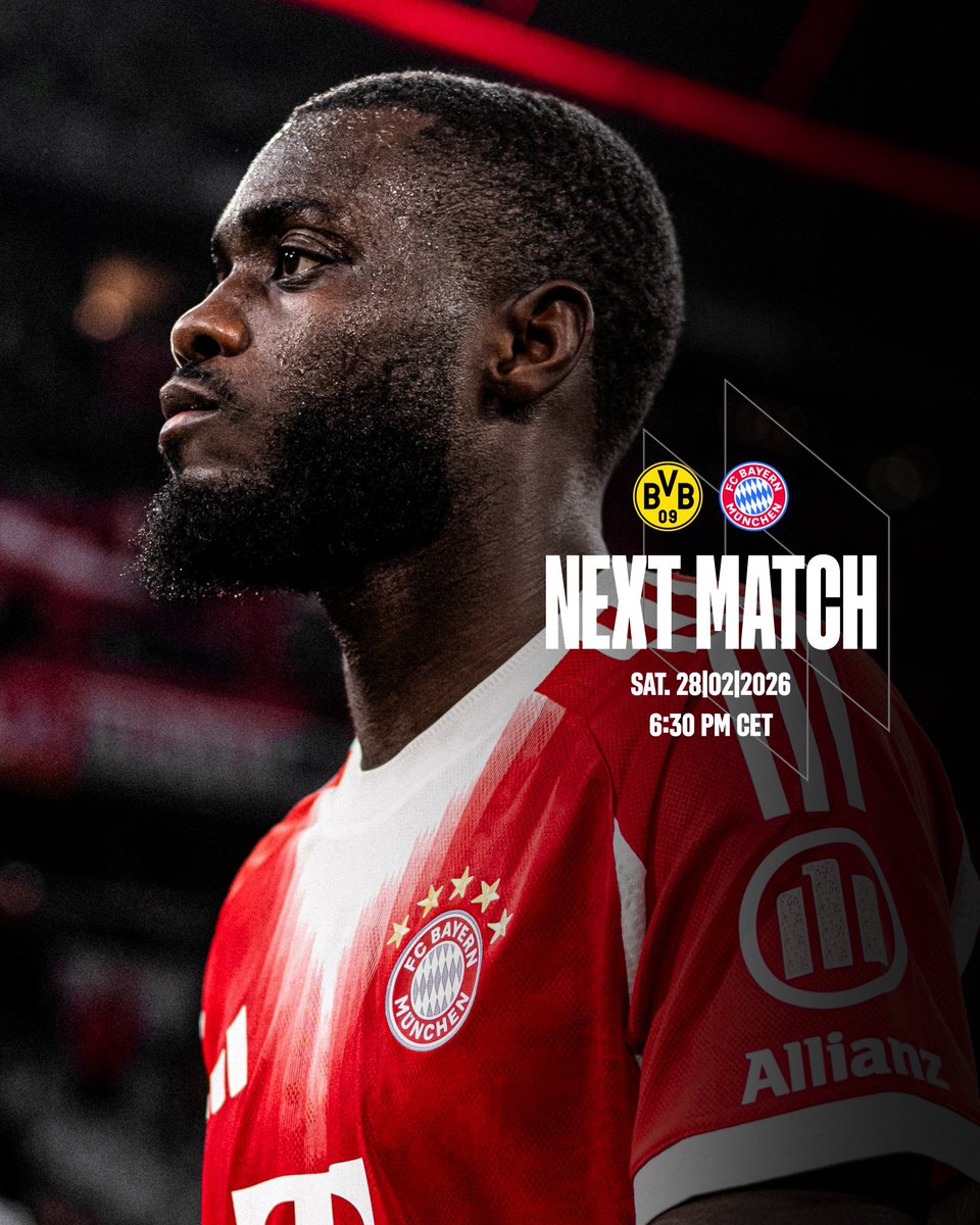 FCBayernEN's tweet photo. 📌 𝗡𝗘𝗫𝗧 𝗠𝗔𝗧𝗖𝗛: You do not want to miss this one!

We face BVB on Saturday! 💪 https://t.co/qKV0xpRxJ0