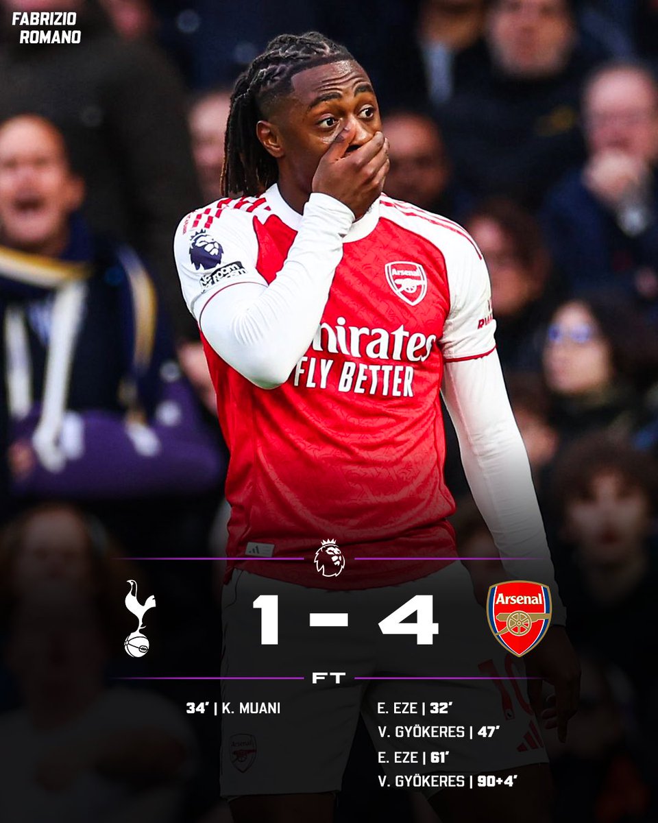 Arsenal make it four against Spurs as they win the North London Derby! ❤️🤍

Who’s been your Man of the Match?