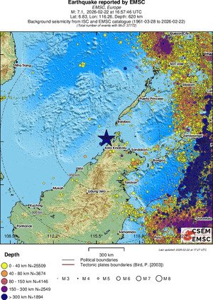 Informe de Sismo. 

Magnitud 7.1 golpea al Norte de SABAH, Malasia. Una falla Lateral, profundidad alta y sin alerta de tsunami. Es común que estás zonas ocurran sismos de profundidad alta
<a href="/micho_champ/">Micho Nicolás Lemus Villarreal</a> <a href="/Patito_TV/">PATITO televisión®</a> <a href="/ginaterremoto/">Gina Terremoto</a> <a href="/AlMaXx8017/">🅰11en 🄼J</a>