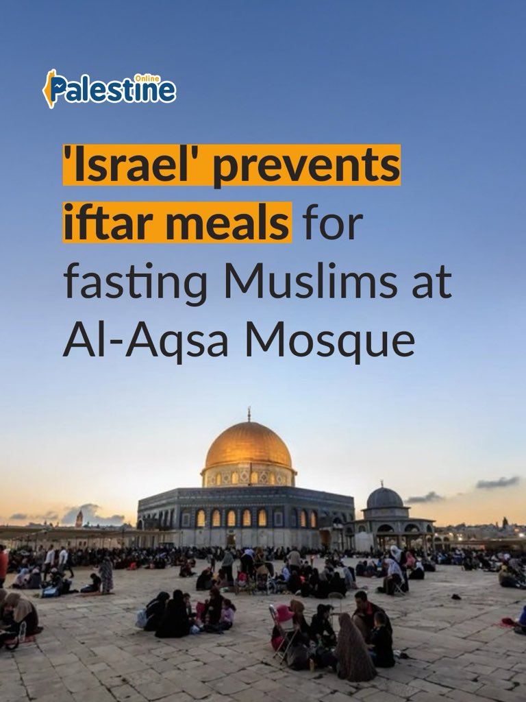 farah_787's tweet photo. On the first day of Ramadan, the Israeli occupation forces prevented the Palestinian families from entering Al-Aqsa Mosque with meals.
#IsraelRestrictsJerusalem https://t.co/AmJf2liS5z