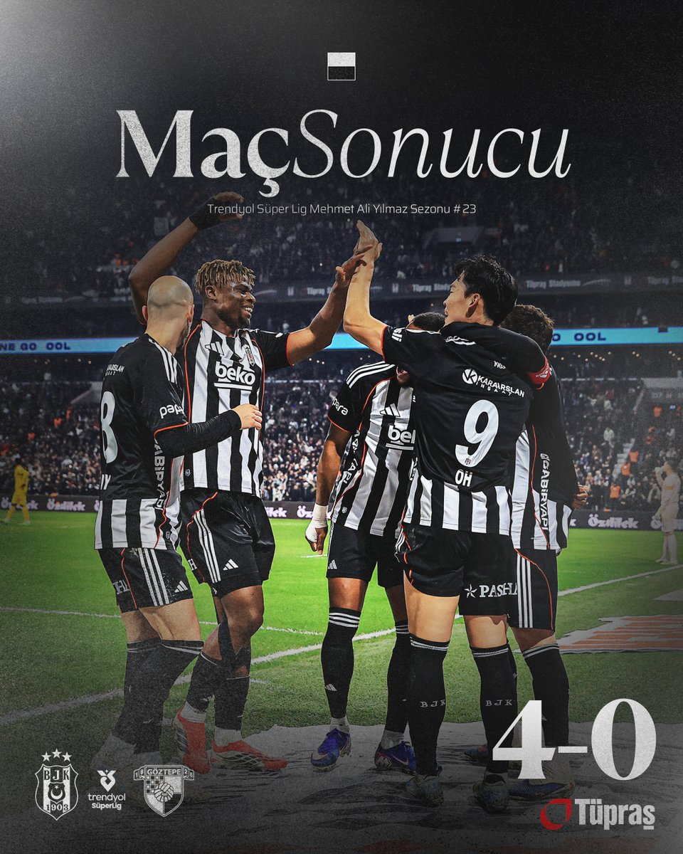 Evimizde 3 puanı 4 golle alıyoruz. 💪

Beşiktaş 4-0 Göztepe

#BurasıBeşiktaş 🦅
<a href="/tupras/">Tüpraş</a>