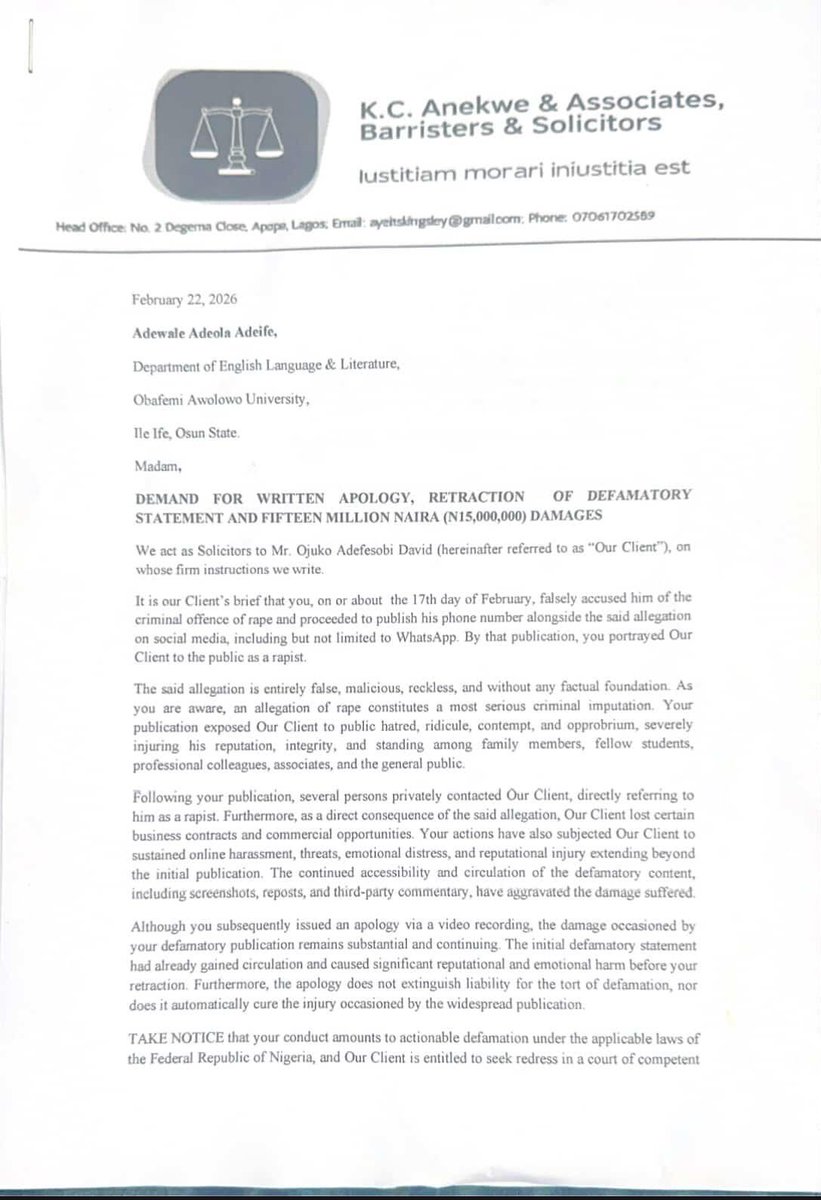 Update: She don ch0p lawsuit 😂👏