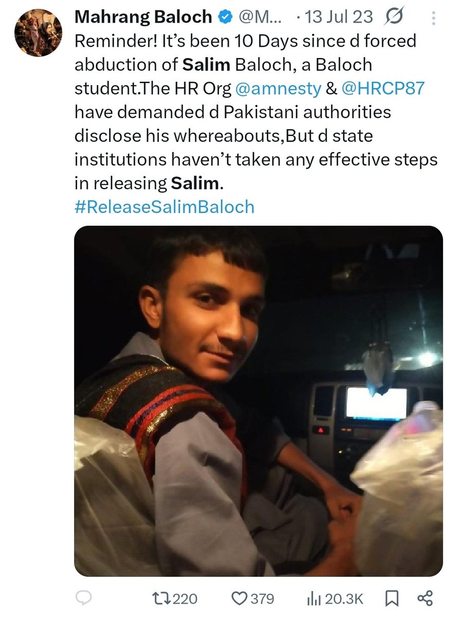 EPropoganda1's tweet photo. انڈین پراکسی BLA کا ایک اور گمشدہ فدائی دہشتگرد مل گیا ہے

جس سالم بلوچ کی گمشدگی کا الزام دو سال پہلے مہرنگ بلوچ ایمان مزاری افواج پاکستان پر لگا کر اپنا جبری گمشدگیوں کا جھوٹا پراپیگنڈا پھیلا رہی تھیں

آج انڈین اکاونٹ Bahott baloch سمیت BLA نے باقاعدہ سوشل میڈیا پر پوسٹ کر کے تصدیق کردی ہے کہ سالم بلوچ آپریشن ہیروف میں پاکستانی افواج کے ہاتھوں مارا گیا ہے

باھوٹ بلوچ کا اکاونٹ تو باقاعدہ لکھتا ہے کہ سالم بلوچ پنجاب یونیورسٹی سے پڑھ کر BLA کے بیانیے سے جڑا اور فدائی بن گیا

جبکہ BLA نامی انڈین پراکسی کے سیاسی سافٹ چہرے مہرنگ اور ایمان مزاری اس دہشتگرد کی گمشدگی کا الزام بھی پاک فوج پر لگاتی رہی ہیں

ریاست پاکستان کا موقف BLA اور انکے سیاسی سہولتکاروں بارے بالکل درست ثابت ہوا ہے