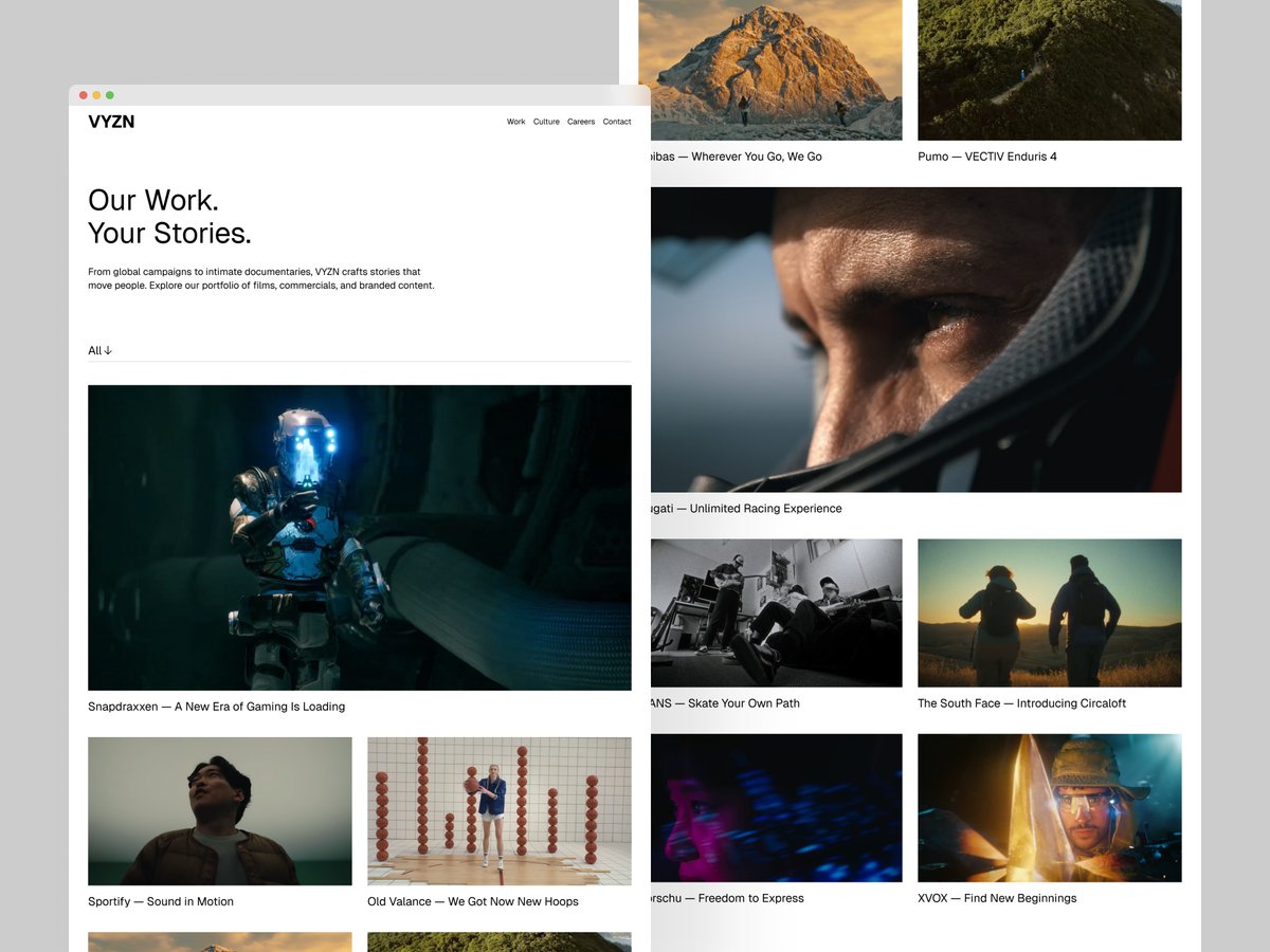 Creative studios win projects through perception.

VYZN transforms portfolios into immersive digital experiences that impress instantly.

Watch it live: framer.link/PrIXOec