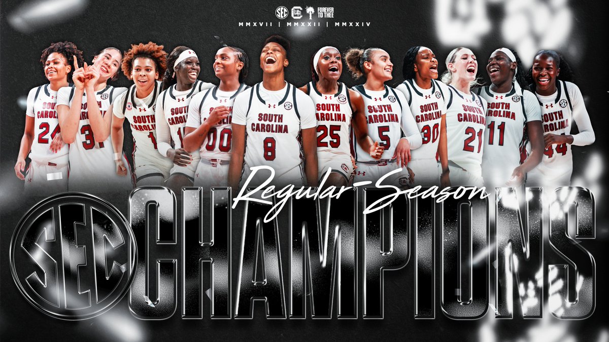 For the 𝙁𝙄𝙁𝙏𝙃 consecutive season, the Gamecocks are your <a href="/SEC/">Southeastern Conference</a> Regular Season Champions!! 🏆
