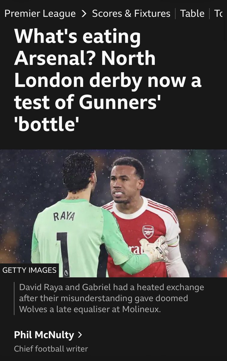 dave_bushell's tweet photo. @FootballCliches @CDEccleshare @NickMiller79 Are we at the “What’s eating…” stage for Arsenal yet? And can something be eating a team? Feels like it should always be applied to an individual https://t.co/jhTHspMJdT