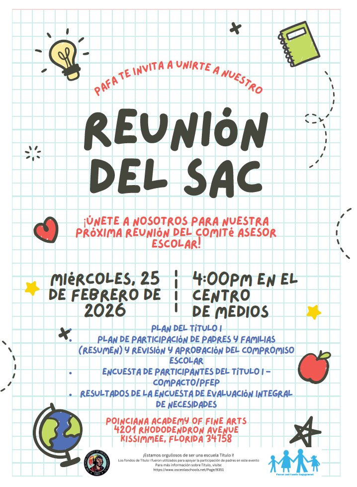 Join us for our February SAC Meeting at 4 p.m. on Wednesday in the Media Center. <a href="/SDOCElemEd/">SDOCElemEd</a>