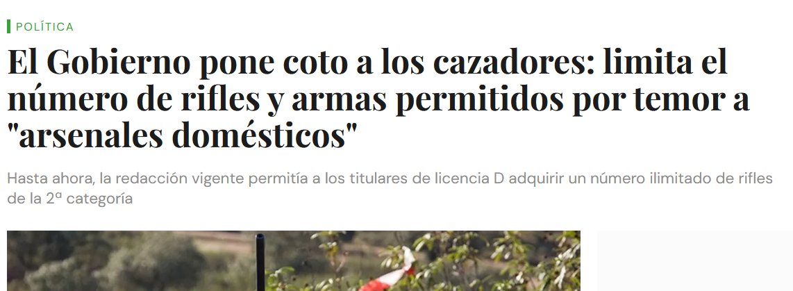 El Gobierno prepara una reforma del reglamento de armas impulsada por la Dirección General de la Guardia Civil. Aunque adapta normas exigidas por la Comisión Europea sobre el marcado de armas artísticas y el sistema Flobert, aprovecha el cambio para endurecer el control.

El