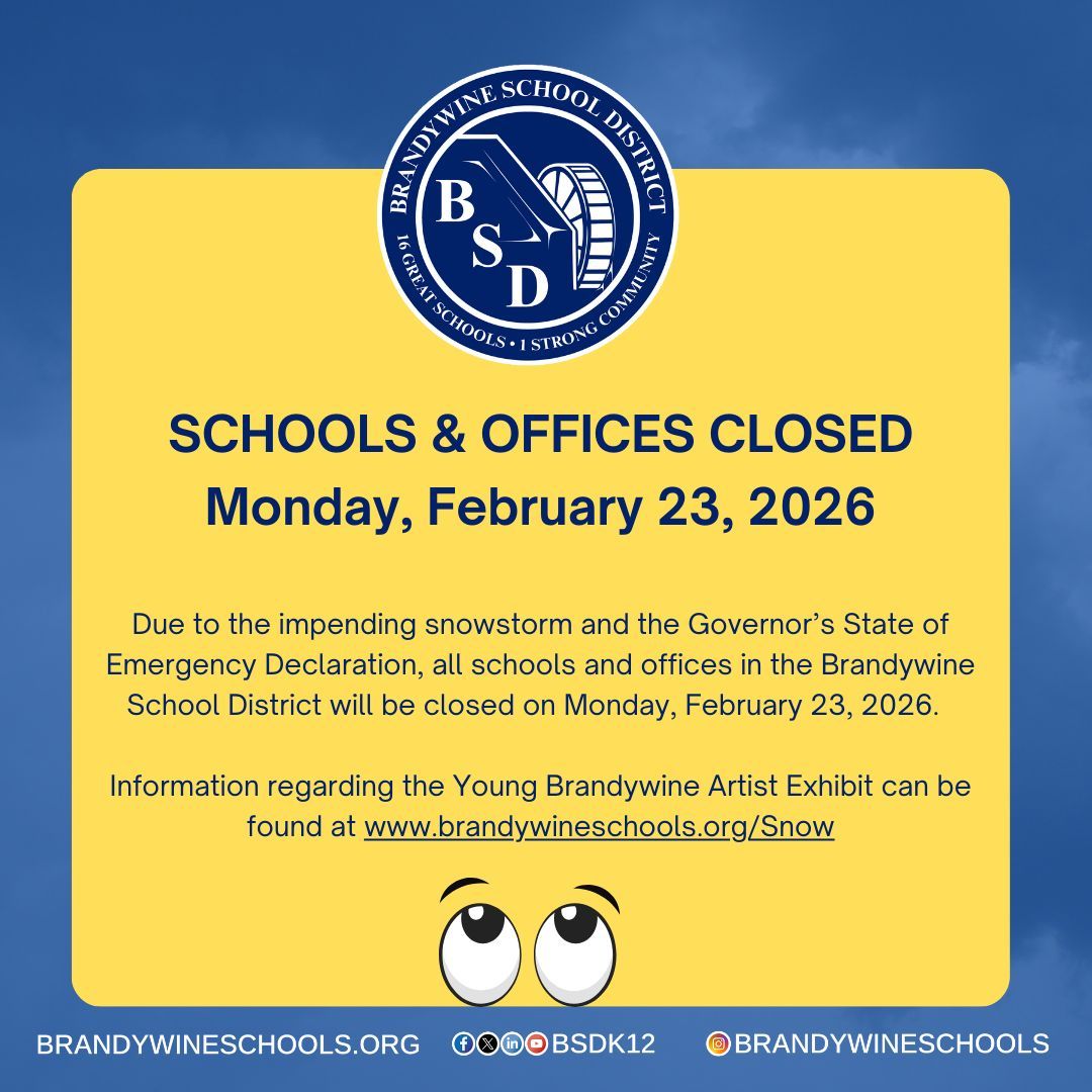 BSDk12's tweet image. All schools &amp;amp; offices in BSD will be closed on Monday, February 23, 2026. Listen, I love you all, but I would like to request that winter move itself along. I believe it has made its point. Thoroughly.  #Proud2bBSD #StrongSchoolsStrongCommunity #BringOnSpring
