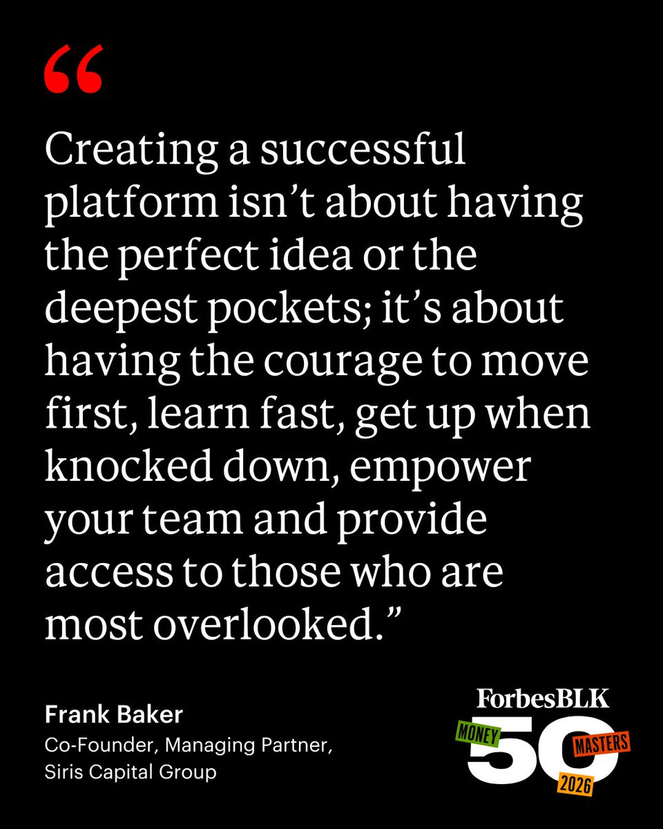 Before founding Siris, Frank Baker was a managing director at Ripplewood Holdings and began his career in the mergers and acquisitions group at Goldman Sachs. 

See the full ForbesBLK 50: Money Masters list: forbes.com/sites/jabariyo… #ForbesBLK50