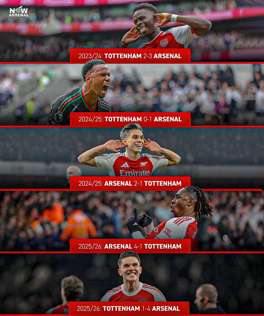 🚨 Arsenal make Premier League history after winning FIVE North London Derbies in a row.