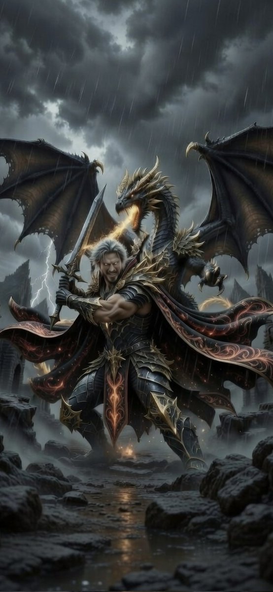 In the heart of the storm, where lightning bows and ruins tremble... I ride. ⚔️🖤