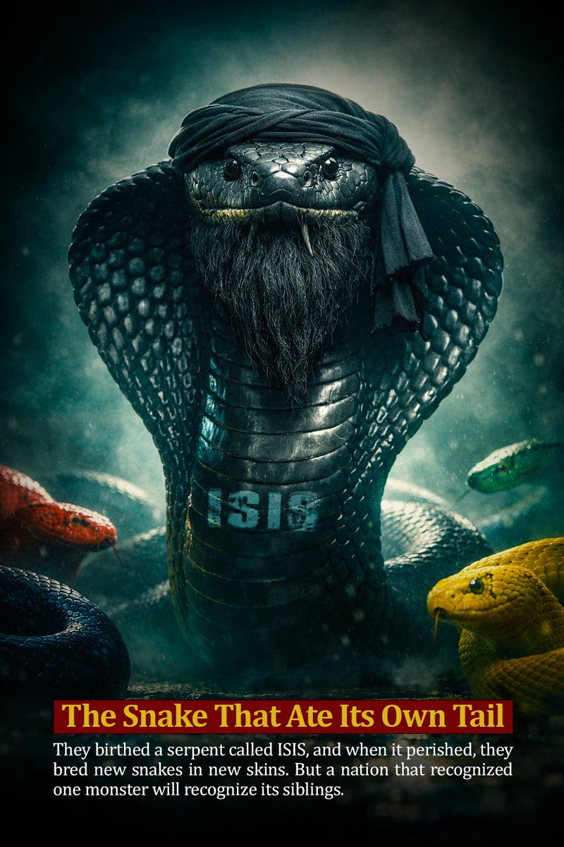 ثعبانٌ اسمه داعش ربّوه بأيديهم...
وحين سقط، ألبسوا السمَّ جلودًا جديدة...
لكن الأمة التي كشفت وحشًا واحدًا،
لن تُخدع بإخوته مهما غيّروا الأقنعة...

#مع_إيران_حتى_النصر
#عتق_رقبه_متعب_الدوسري