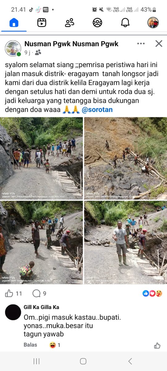 DarminRad's tweet photo. @KemenPU Masyarakat mempunyai banyak Hasil Bumi Jeruk, Buah Merah dan sayur-sayuran yang harus jual di Kabupaten Jayawijaya Provinsi Papua Pegunungan namun kondisi jalan seperti ini. Bahkan suda banyak memakan korban. selalu Gotong Royong oleh masyarakat. Mohon Perhatian serius. https://t.co/snV51rNl9E