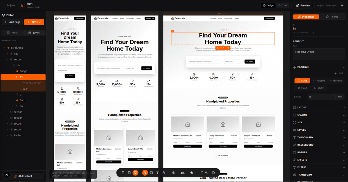 Hot take: most responsive sites only need 3 breakpoints. Mobile. Tablet. Desktop. That's it.

We're building Nextbunny, a visual design platform for React developers. Clean Tailwind output. Host anywhere.

Tailwind gives you 5 breakpoints. We're defaulting to 3 (base, md, lg) and