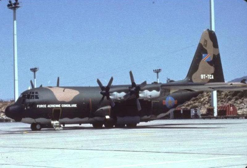 Picture showing a former american made C-130 [9T-TCA] cargo aircraft of the DRC 🇨🇩 Air Force.