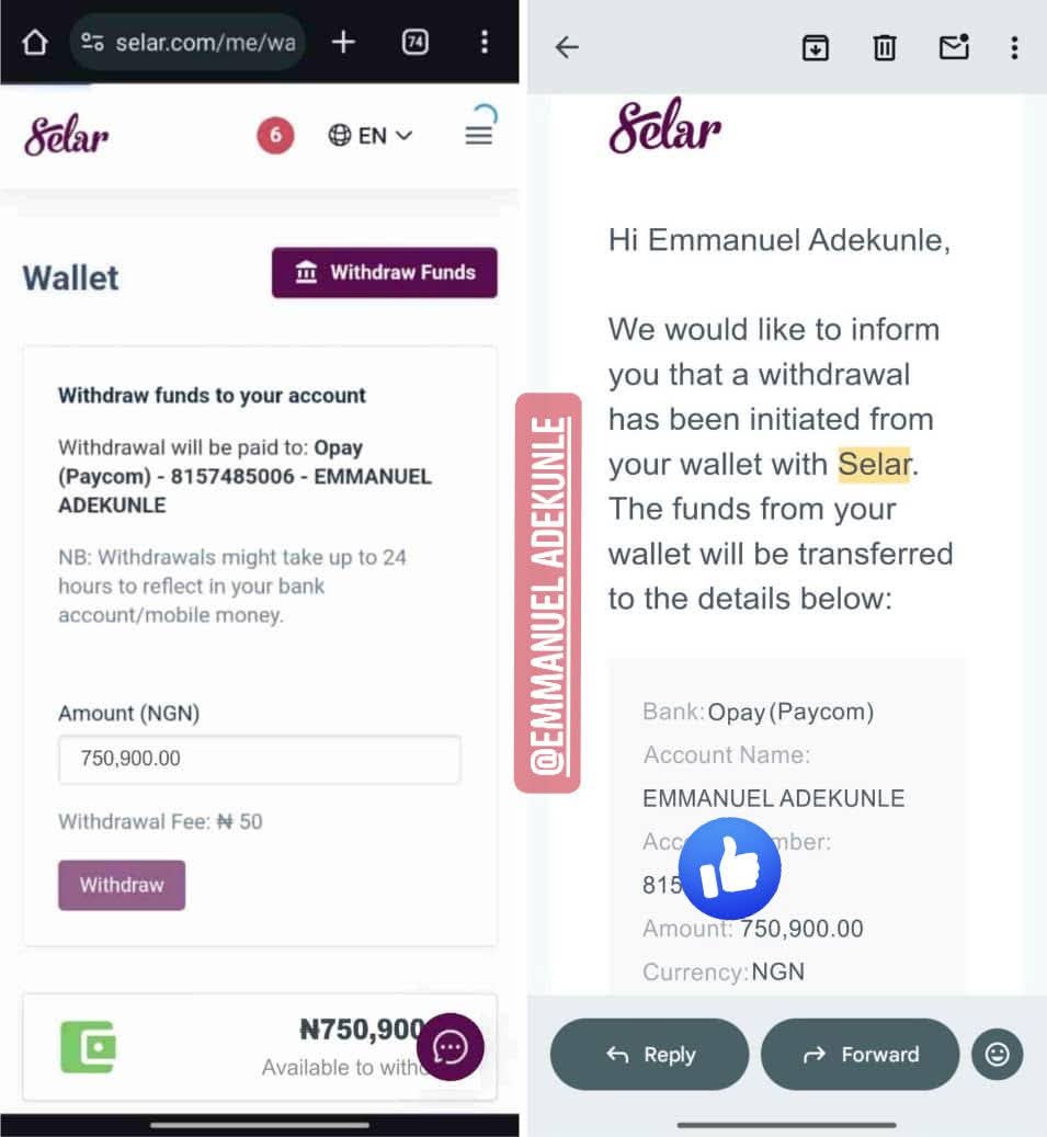 LowkyMan76932's tweet photo. Today I withdrew ₦700K+ from my affiliate marketing business — working right from home with just my data connection.
If you know me, you know this isn’t new. This is how I consistently make money from Selar.
I can’t stop talking about the business that helped me leave my 9–5 https://t.co/gNqZFm7AcP