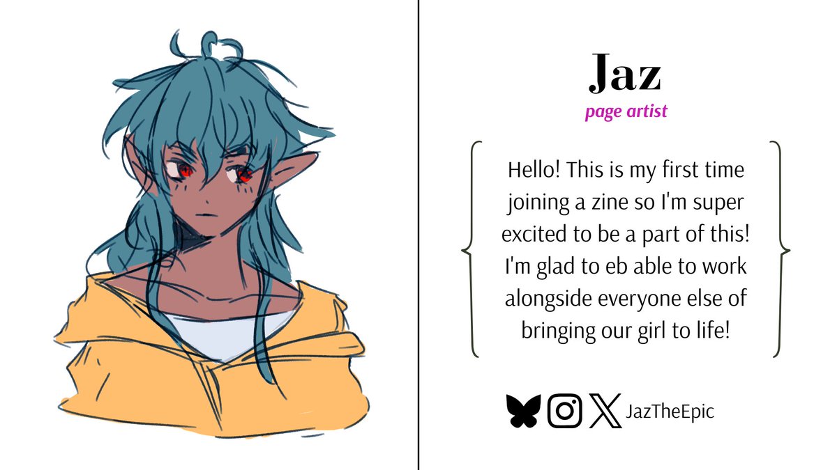 CONTRIBUTOR SPOTLIGHTS 💫
We're excited to welcome our next two page artists, Reagan (bloomeng on Tumblr &amp; bloomeng.jpeg on Instagram &amp; Tiktok) and Jaz (<a href="/JazTheEpic/">Jaz || VGen</a>  on Bluesky, Instagram, &amp; Twitter)!