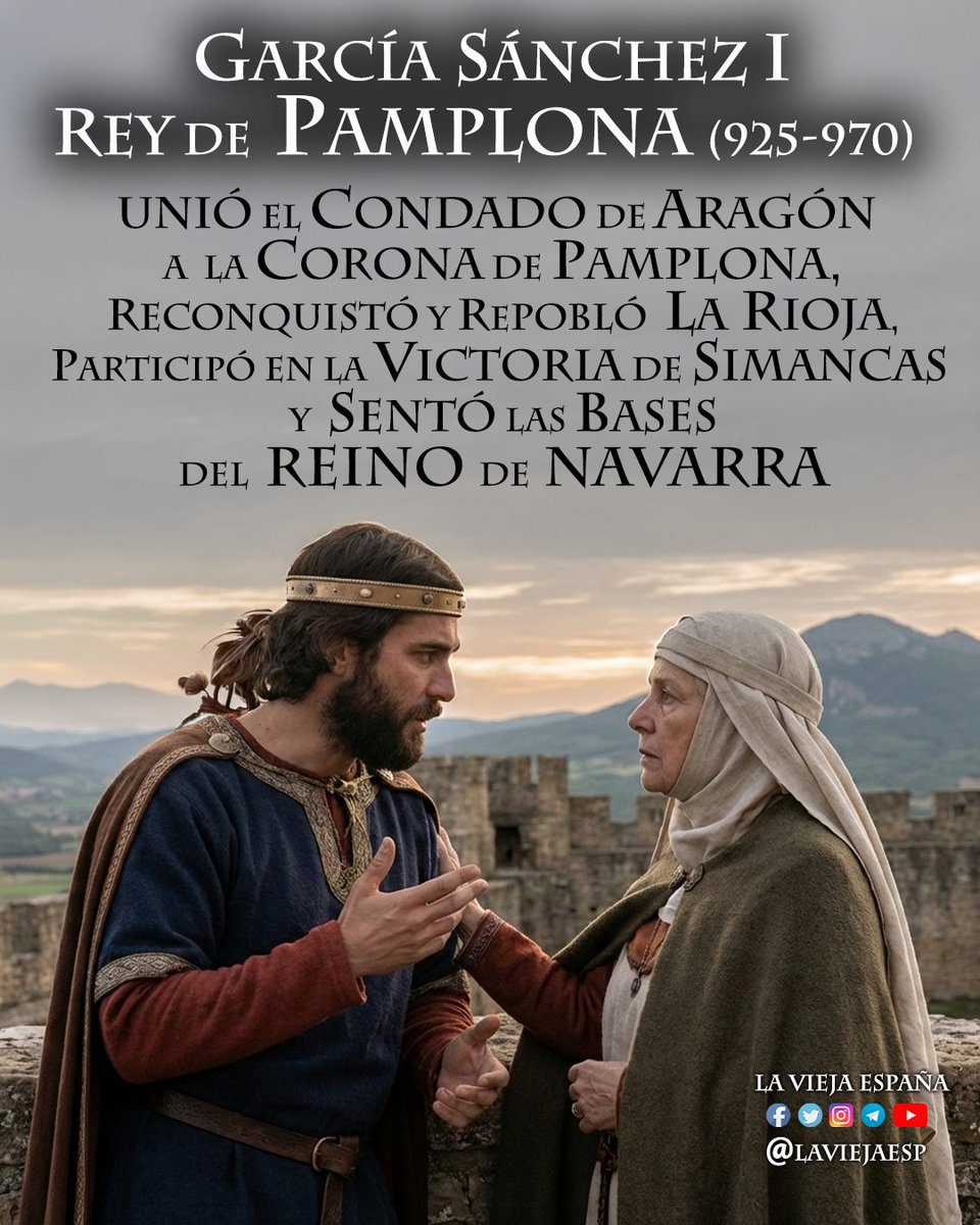 GARCÍA SÁNCHEZ I DE PAMPLONA
García Sánchez I de Pamplona (919-970) fue el arquitecto de la consolidación del Reino de Pamplona en un siglo X donde sobrevivir a los califas de Córdoba era un deporte de riesgo. 
laviejaespaña.es/garcia-sanchez…