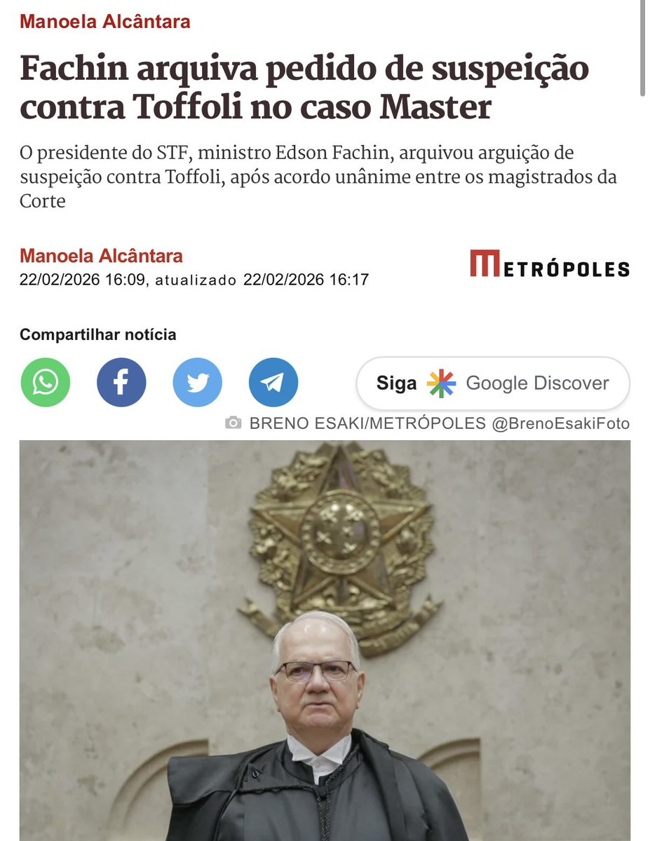 Vergonhoso! Esse é o código de conduta defendido por Fachin.