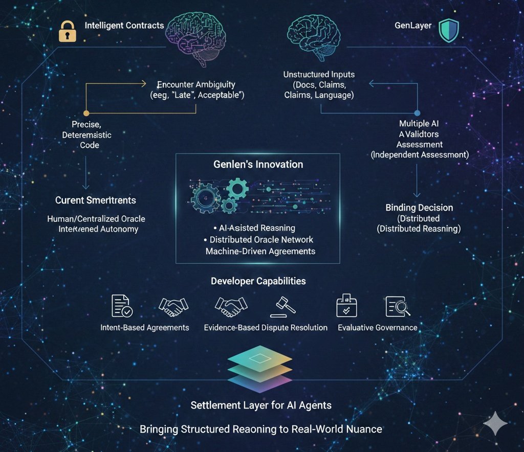 OlaoyeS26502737's tweet image. GenLayer: Where Smart Contracts Learn to Reason

Smart contracts are precise, deterministic machines. They execute exactly as written, and every node agrees on the outcome. That reliability is their strength. It is also their limitation.

The real world is not deterministic.