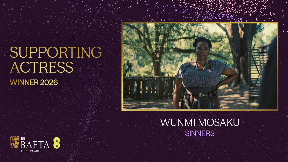 Congratulations to Wunmi Mosaku who wins the BAFTA for Supporting Actress in Sinners ✨ #EEBAFTAs <a href="/WarnerBrosUK/">Warner Bros. UK</a>