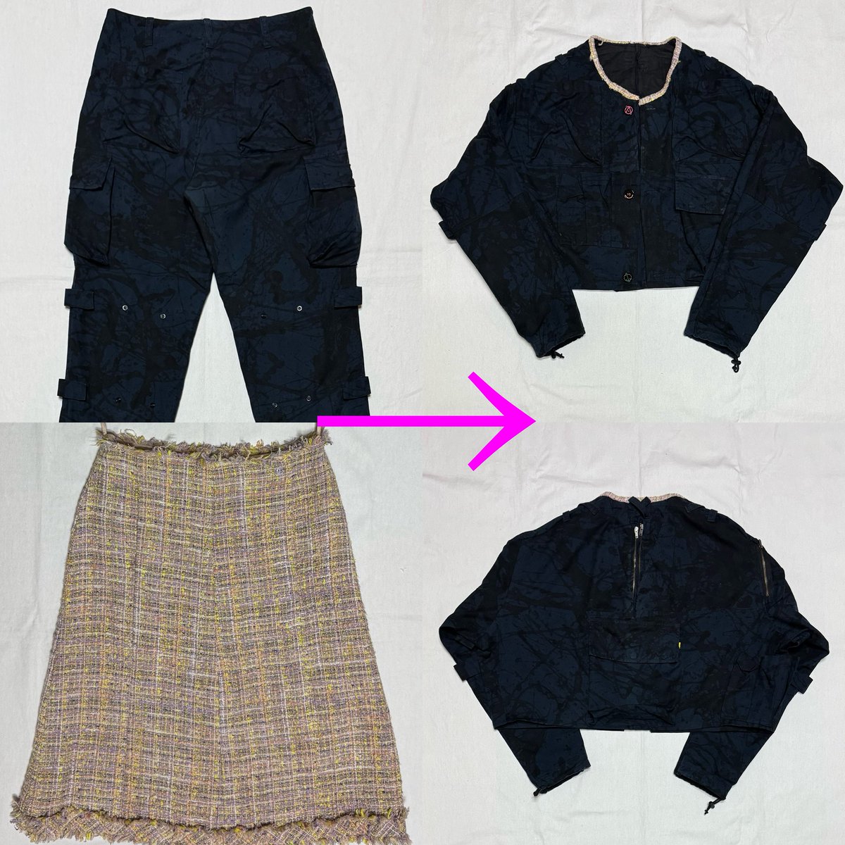 KeitaNishiguchi's tweet image. after: my works =#worksofkn
before: #goodenough cargo pants with #chanel