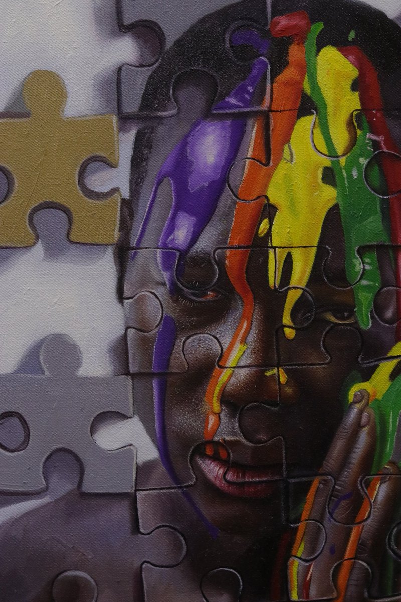 SilasOnoja's tweet photo. First piece of the year
Assembling identity'
Oil on canvas 
30x40inches https://t.co/uVxYi9sMCg