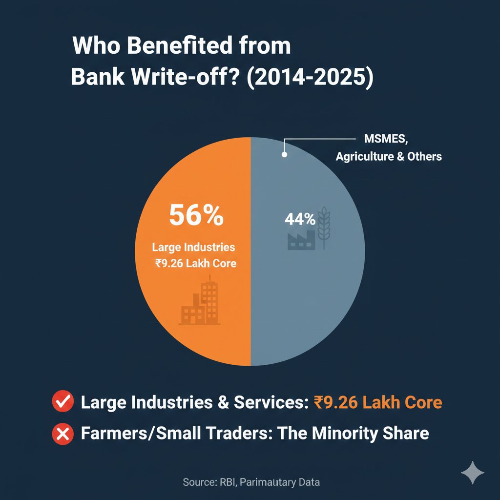 hss132hss's tweet photo. Who got the "Exemption"? 🏢
It wasn't the farmers or the MSMEs.
✅ Large Industries &amp; Services: ₹9.26 Lakh Crore
❌ Farmers/Small Traders: The minority share.
​The system is designed to "clean" the big balance sheets first. #Capitalism #IndiaEconomy https://t.co/6Km6cmX410